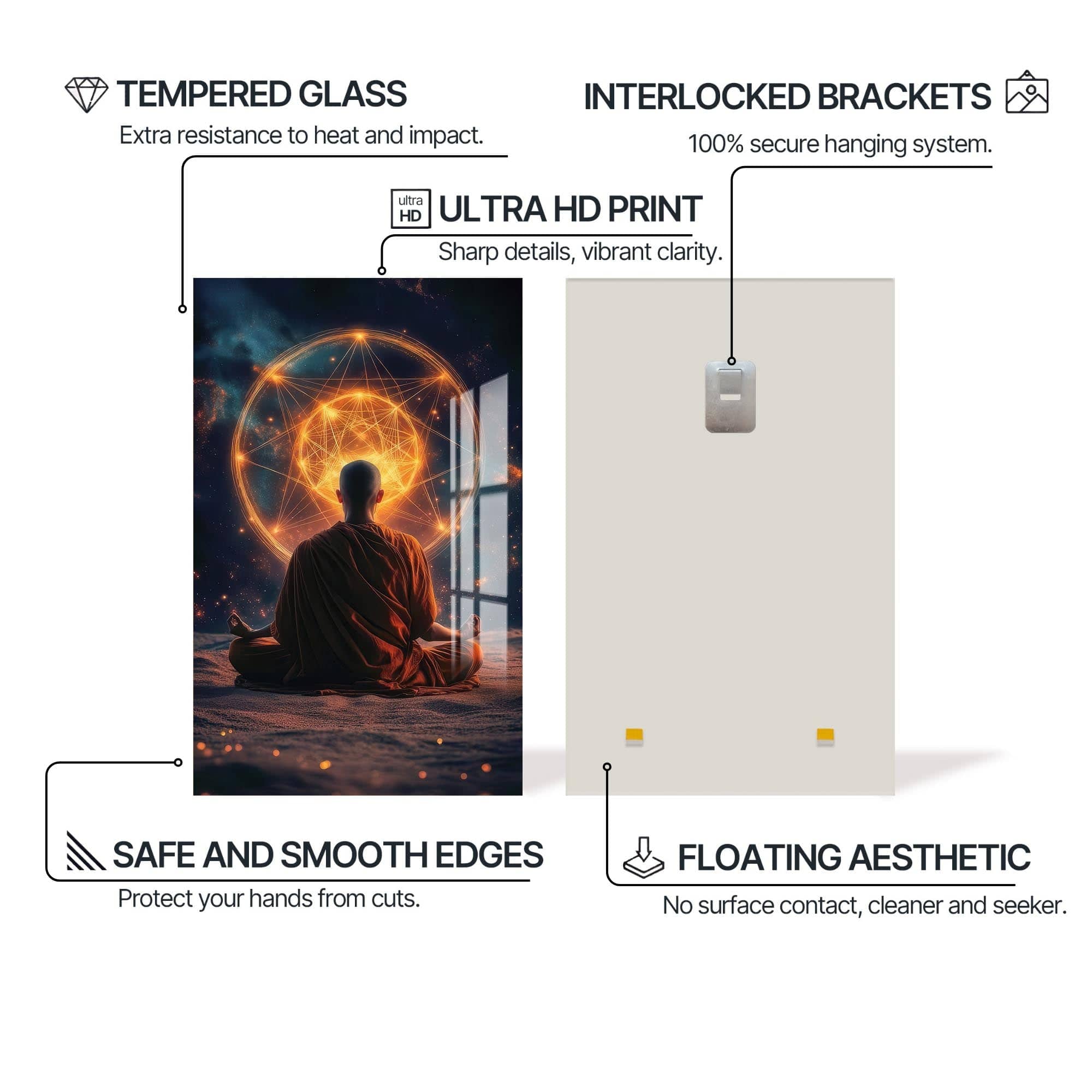 Artronauts Glass Print Sacred Geometry Mind- Buddhism Tempered Glass Wall Art