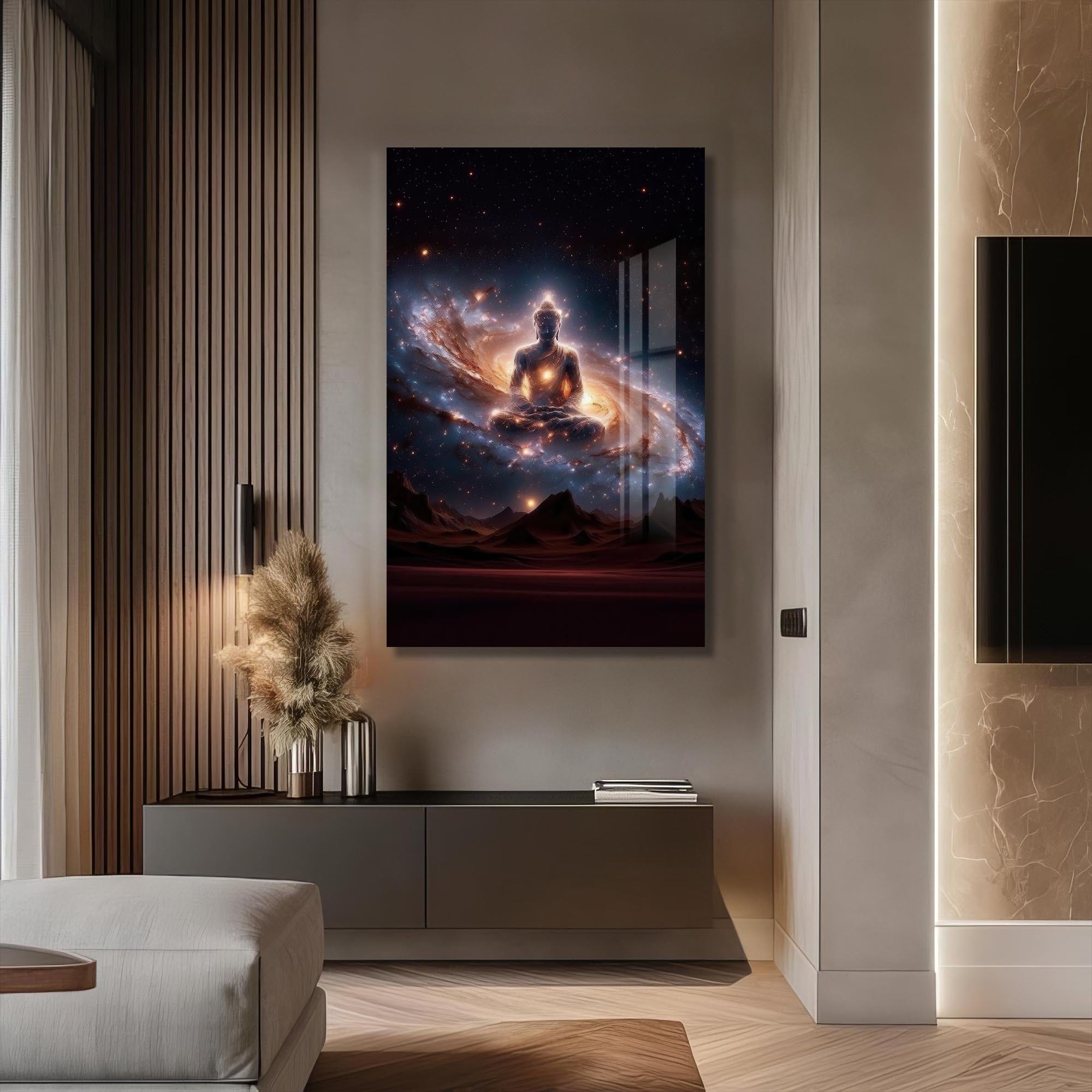 Artronauts Glass Print Cosmic Buddha- Buddhism Tempered Glass Wall Art