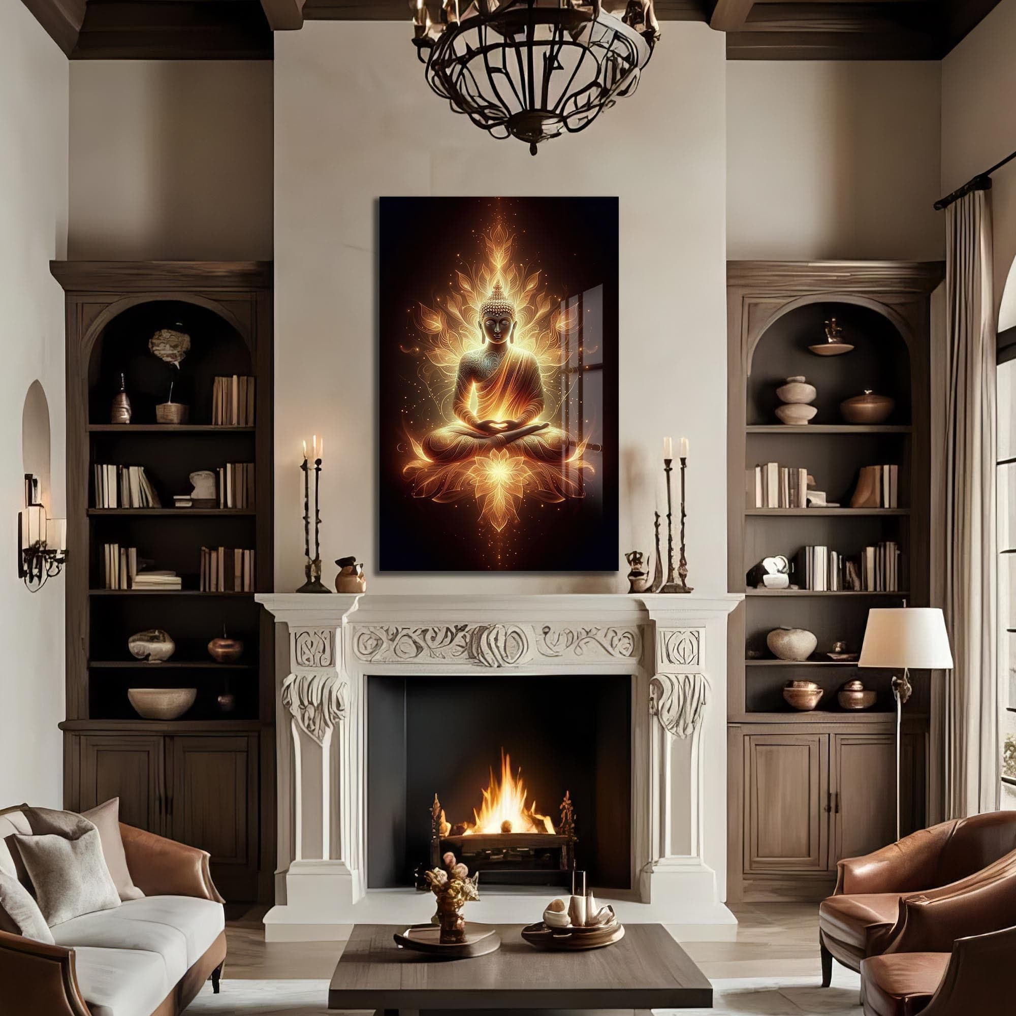 Artronauts Glass Print Lotus of Enlightenment- Buddhism Tempered Glass Wall Art