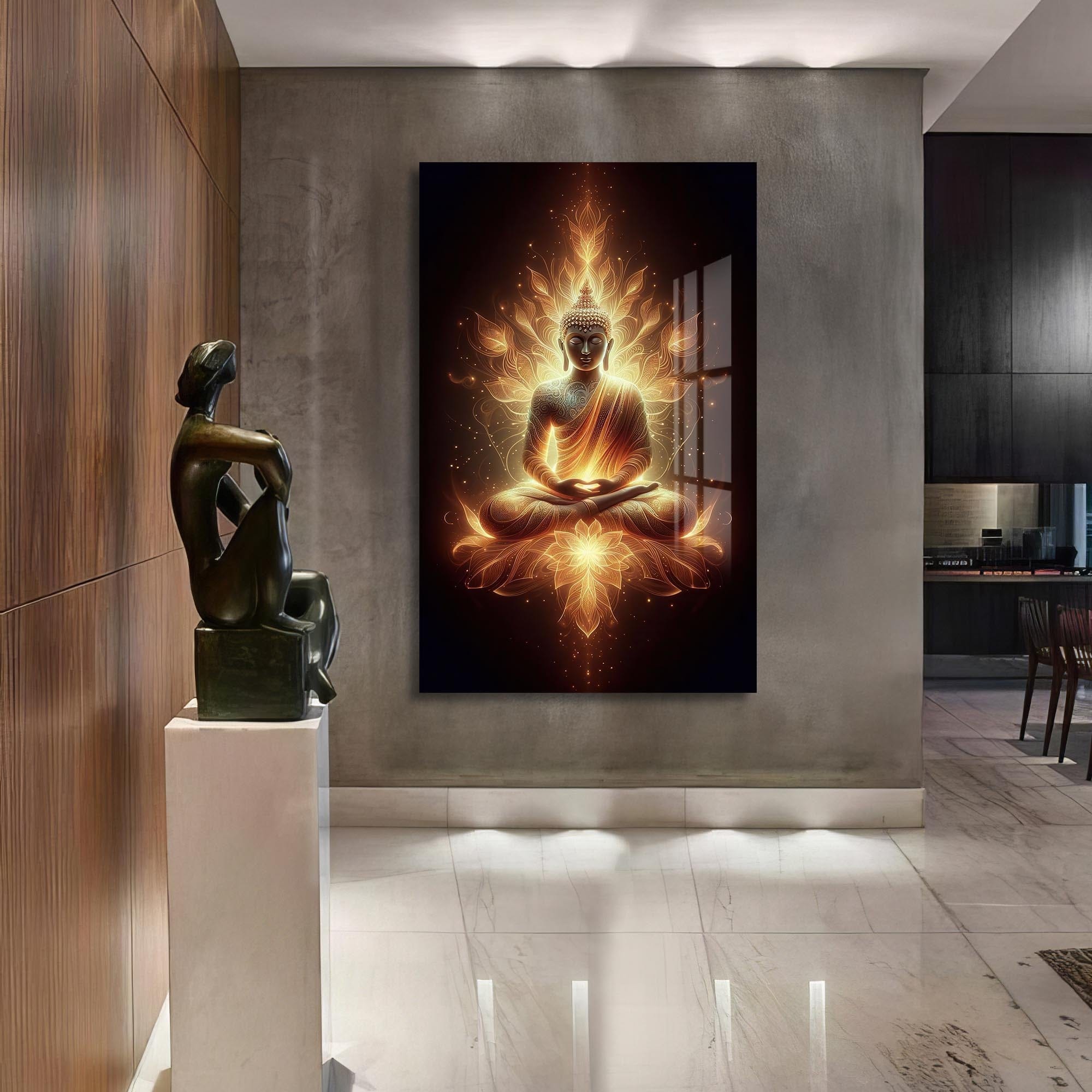 Artronauts Glass Print Lotus of Enlightenment- Buddhism Tempered Glass Wall Art