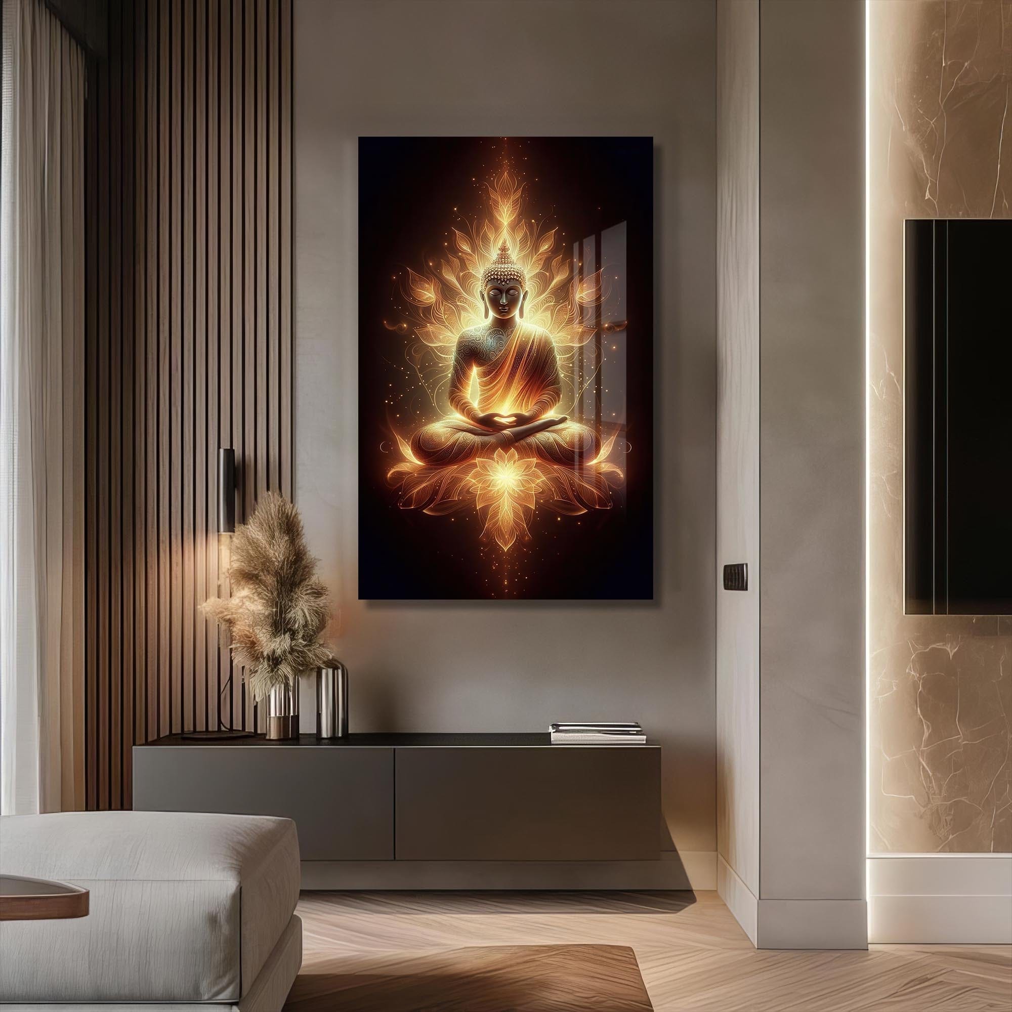 Artronauts Glass Print Lotus of Enlightenment- Buddhism Tempered Glass Wall Art