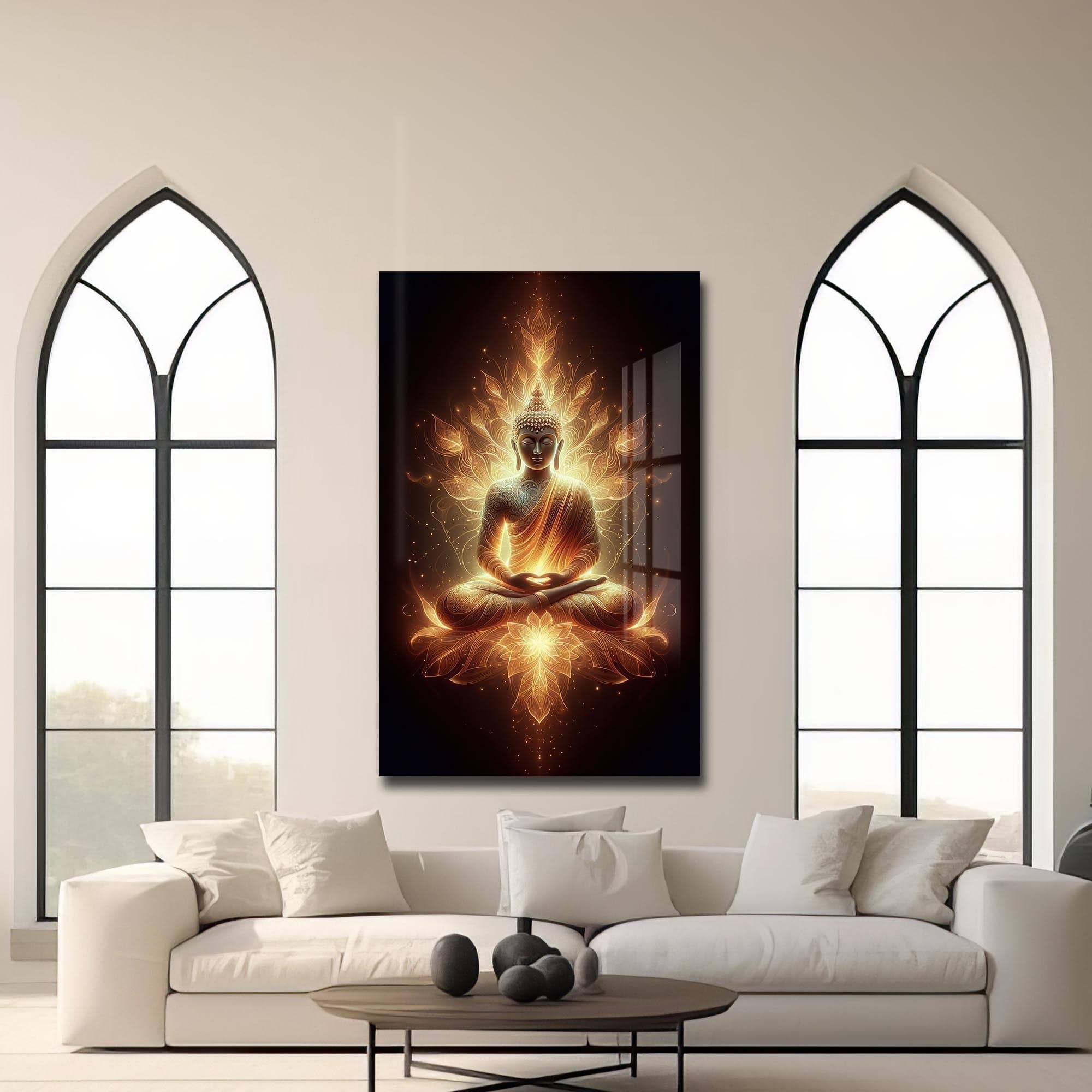 Artronauts Glass Print Lotus of Enlightenment- Buddhism Tempered Glass Wall Art