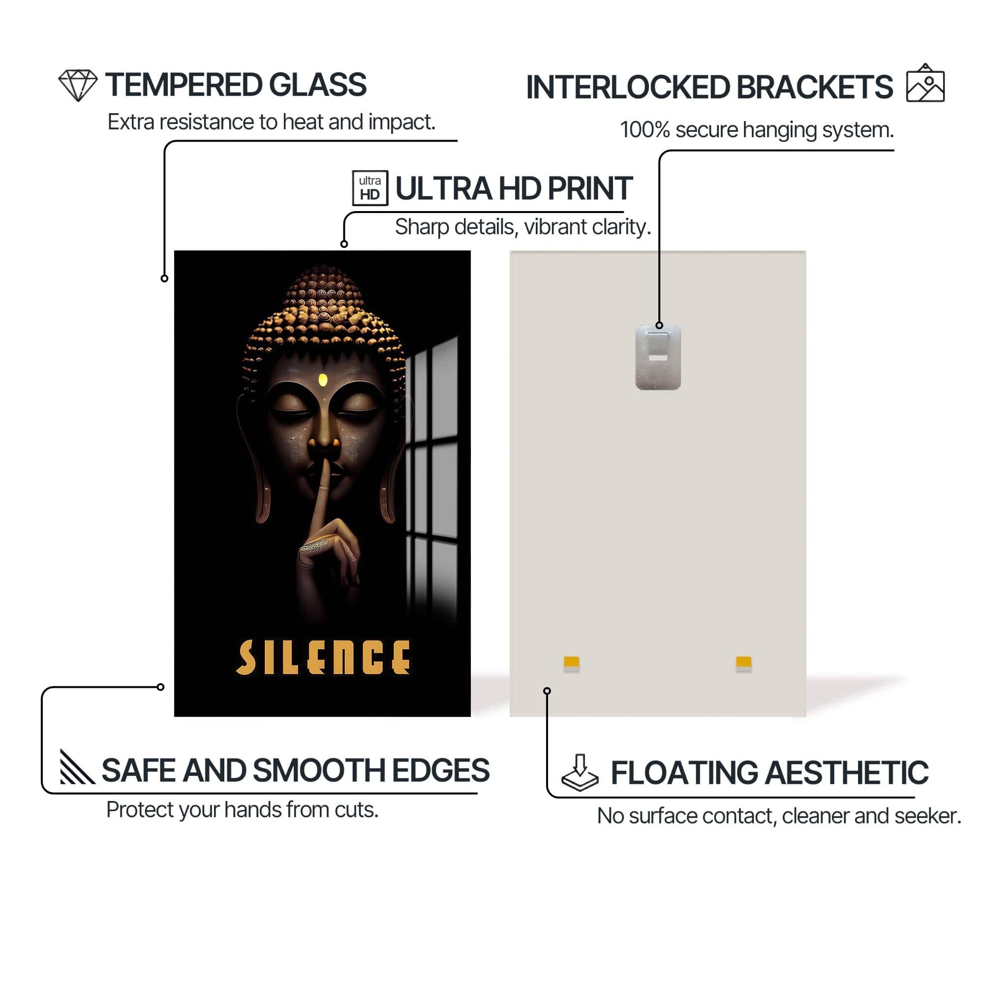 Artronauts Glass Print Whisper of Silence- Buddhism Tempered Glass Wall Art