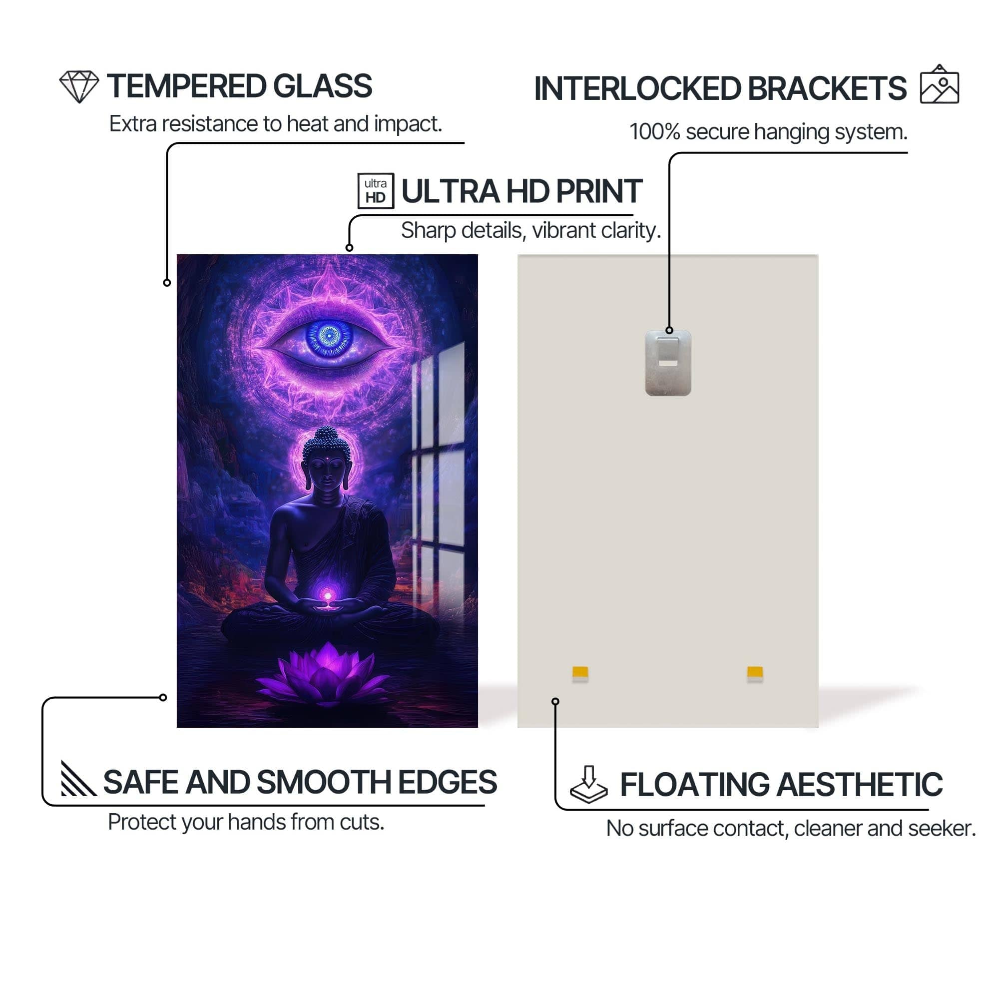 Artronauts Glass Print Third Eye Awakening- Buddhism Tempered Glass Wall Art