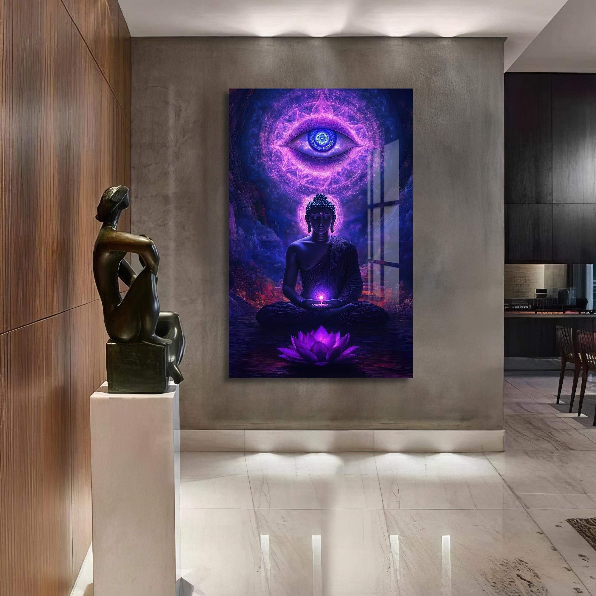 Artronauts Glass Print Third Eye Stillness- Buddhism Tempered Glass Wall Art