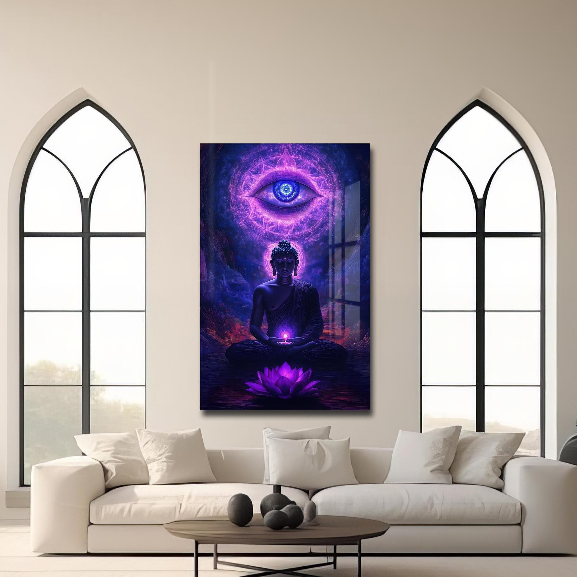Artronauts Glass Print Third Eye Stillness- Buddhism Tempered Glass Wall Art