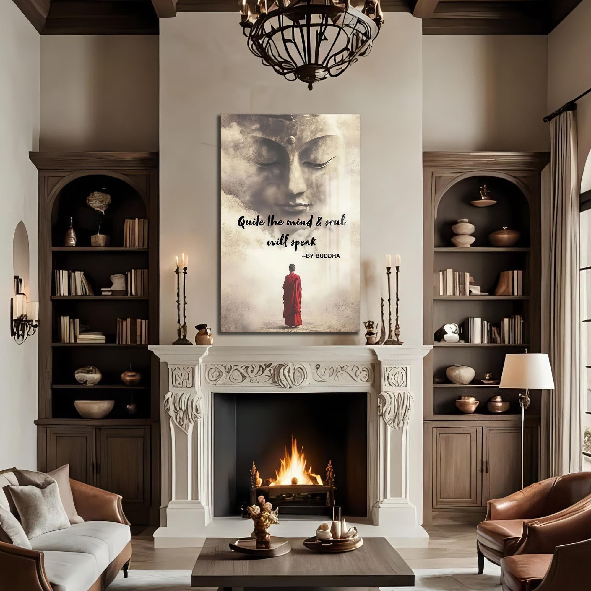 Artronauts Glass Print Silence Speaks- Buddhism Tempered Glass Wall Art