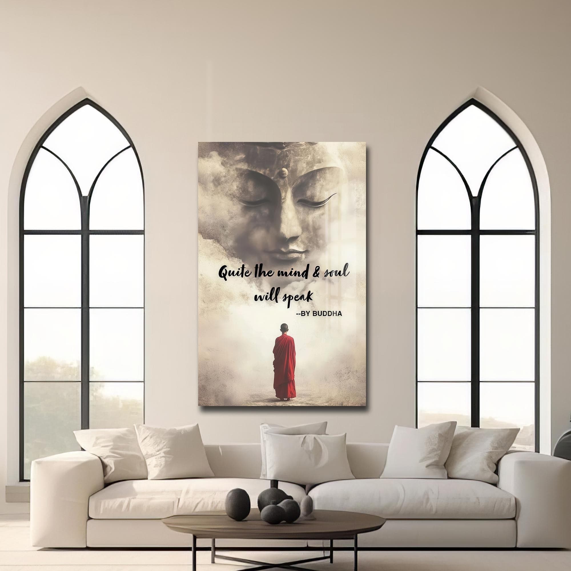 Artronauts Glass Print Silence Speaks- Buddhism Tempered Glass Wall Art