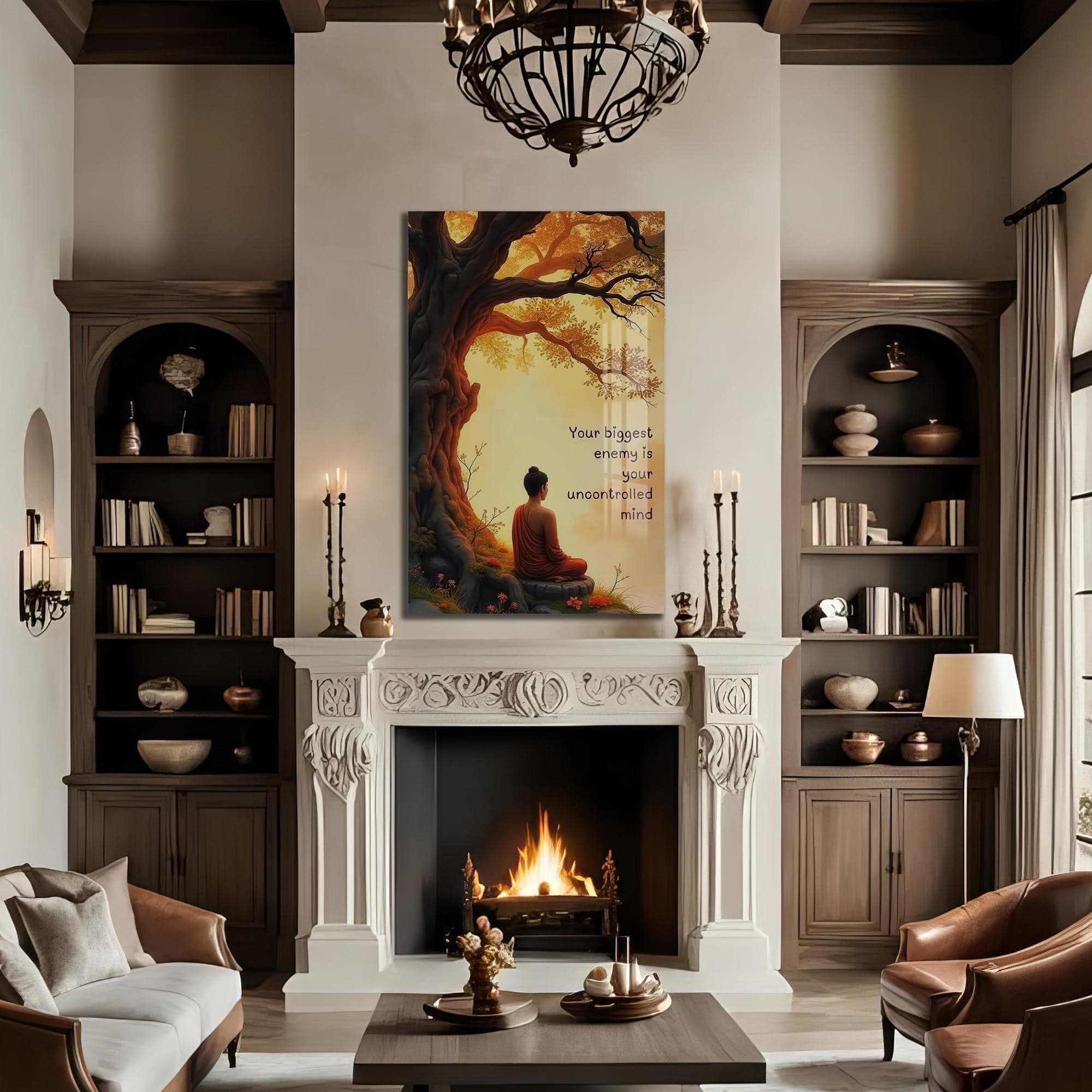 Artronauts Glass Print Uncontrolled Mind- Buddhism Tempered Glass Wall Art