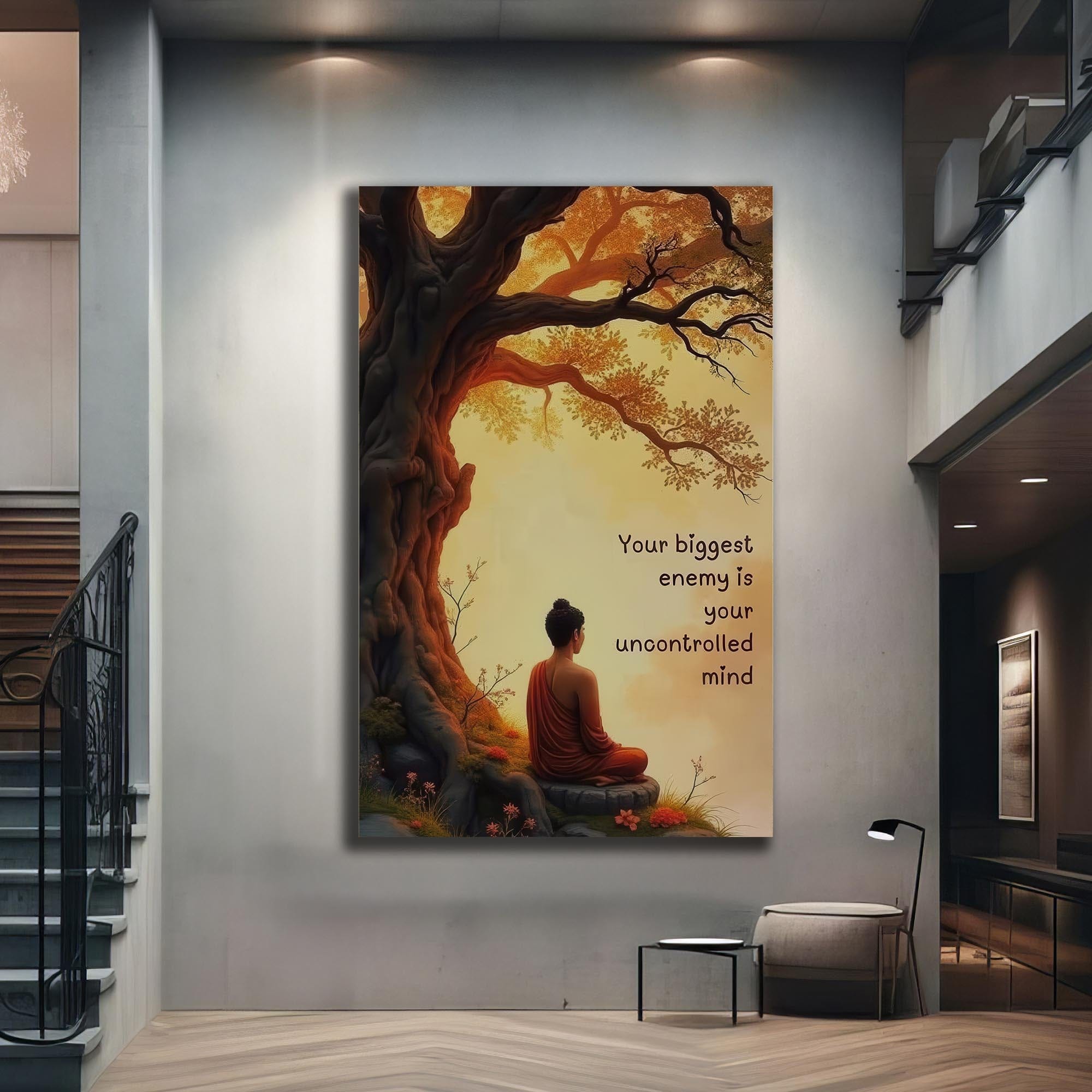 Artronauts Glass Print Uncontrolled Mind- Buddhism Tempered Glass Wall Art