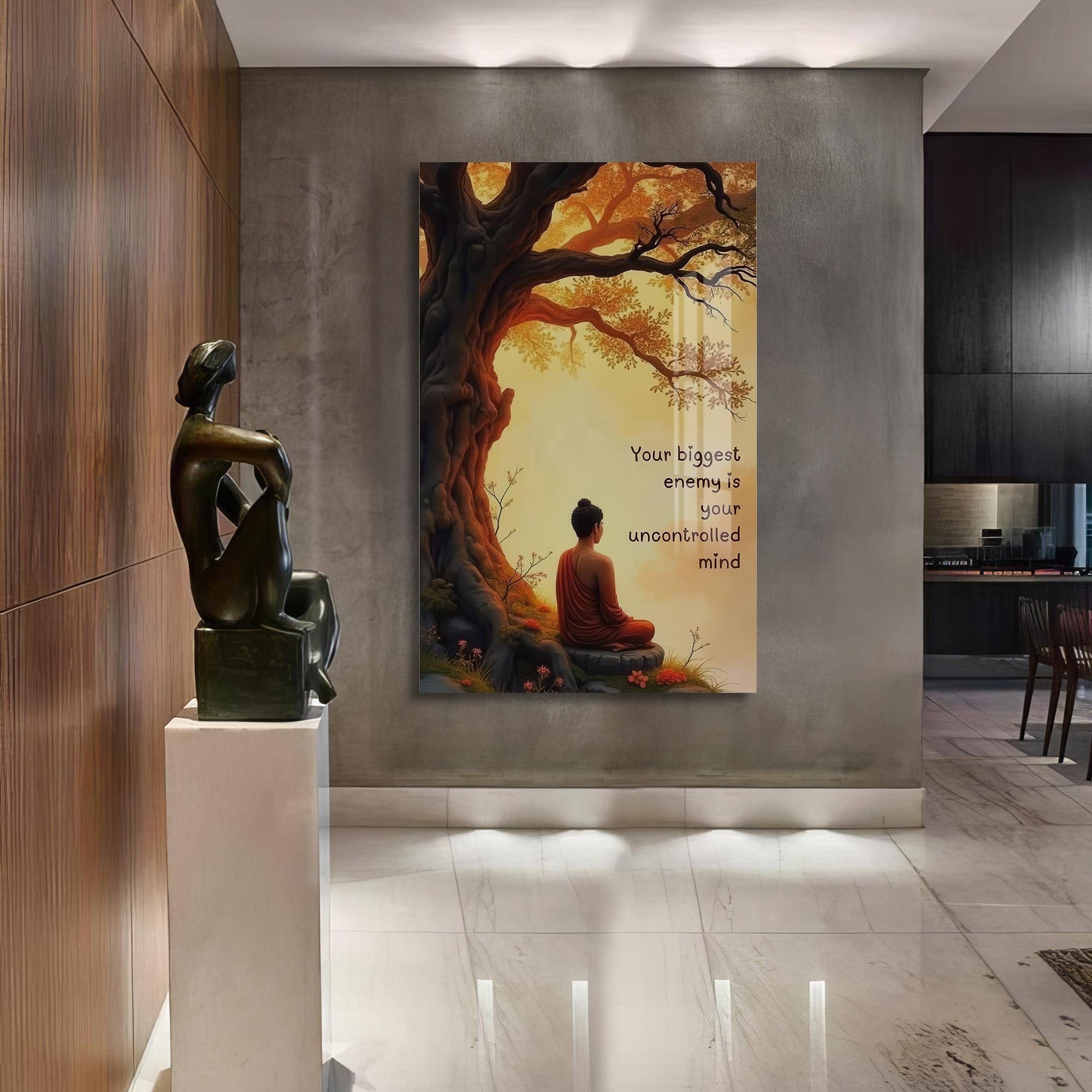 Artronauts Glass Print Uncontrolled Mind- Buddhism Tempered Glass Wall Art