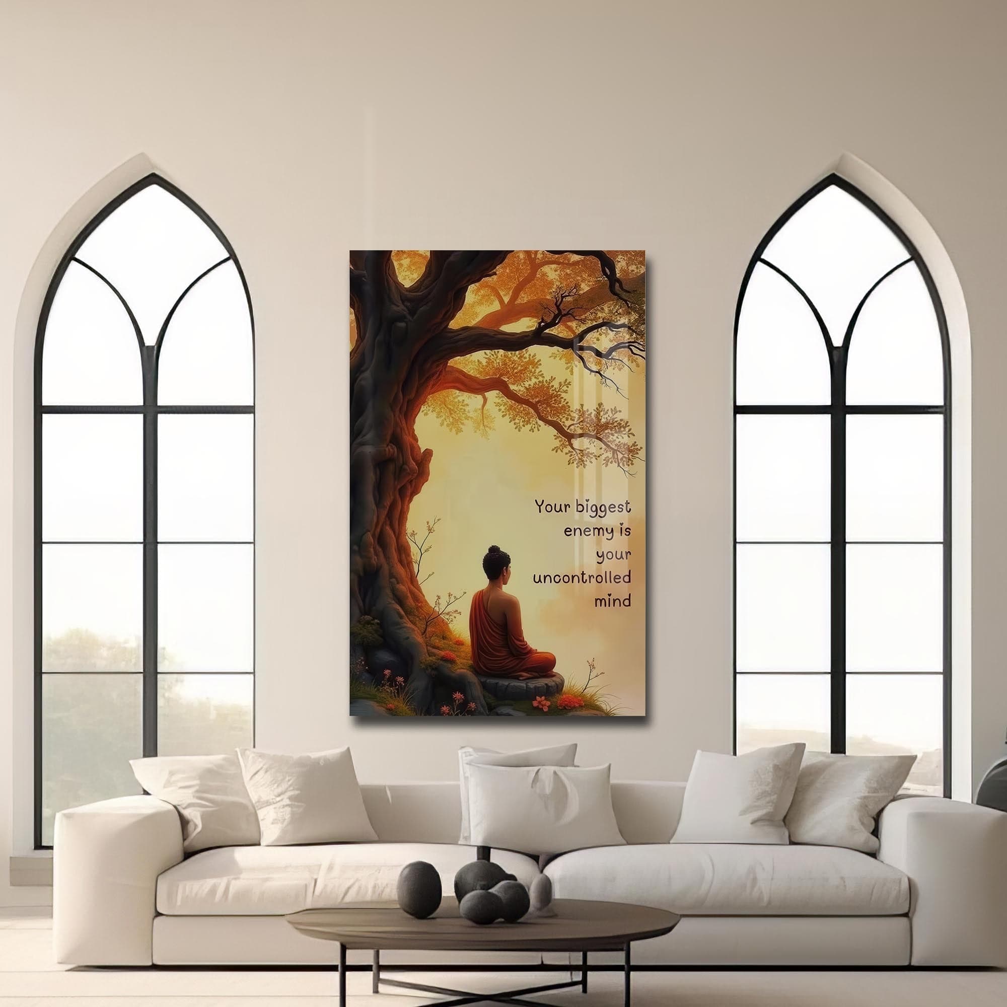 Artronauts Glass Print Uncontrolled Mind- Buddhism Tempered Glass Wall Art