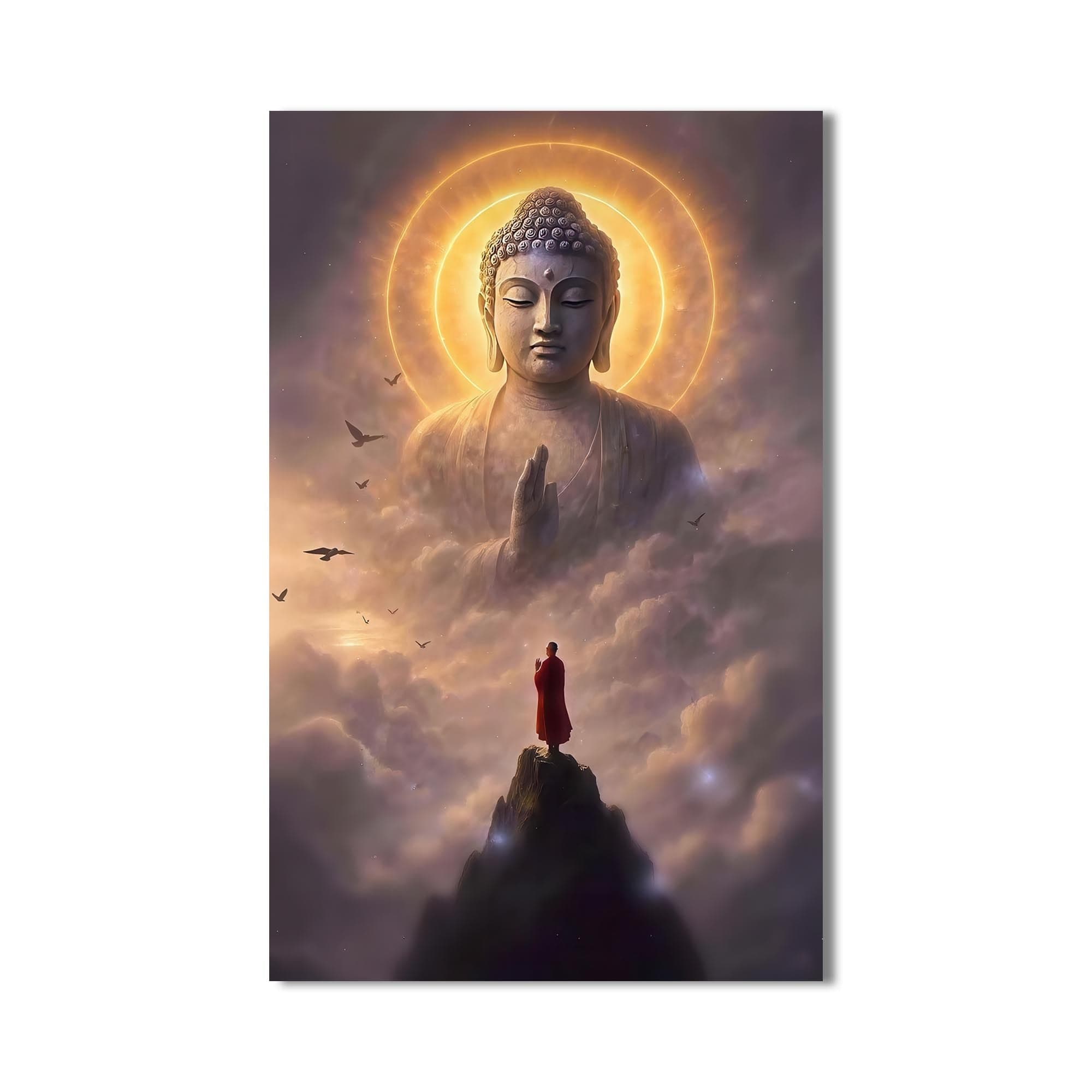 Artronauts Glass Print Above the Clouds- Buddhism Tempered Glass Wall Art