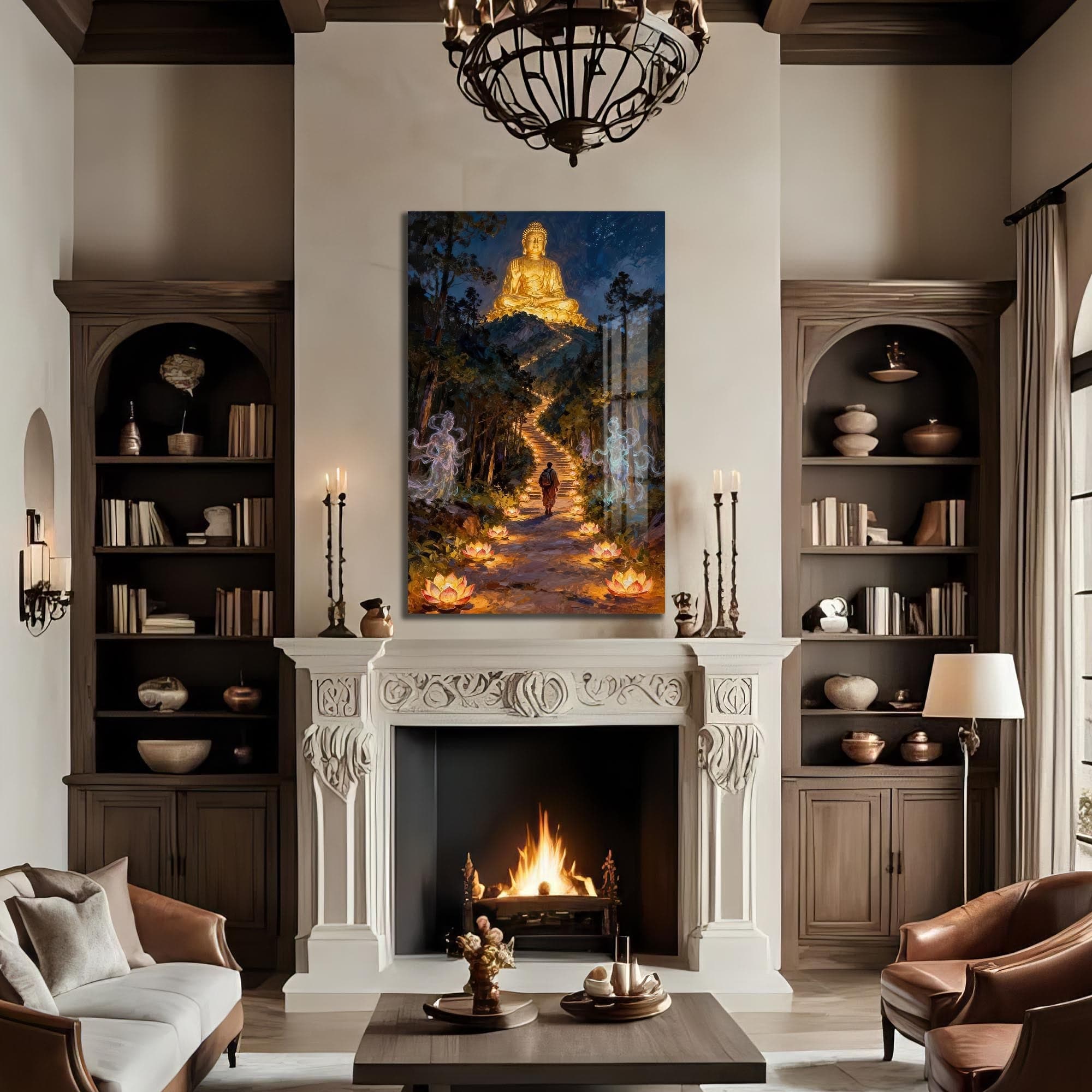 Artronauts Glass Print Light Through Darkness- Buddhism Tempered Glass Wall Art