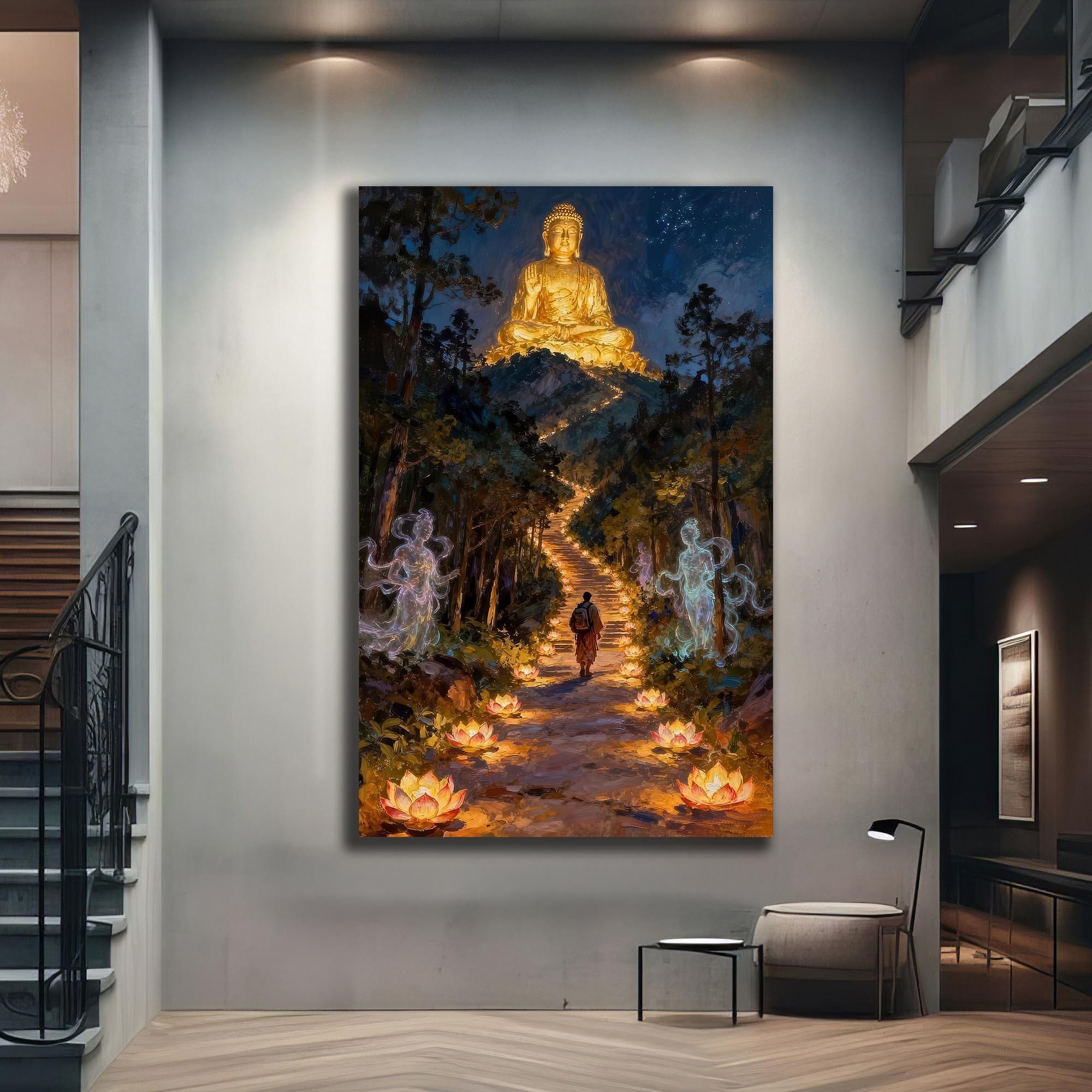 Artronauts Glass Print Light Through Darkness- Buddhism Tempered Glass Wall Art