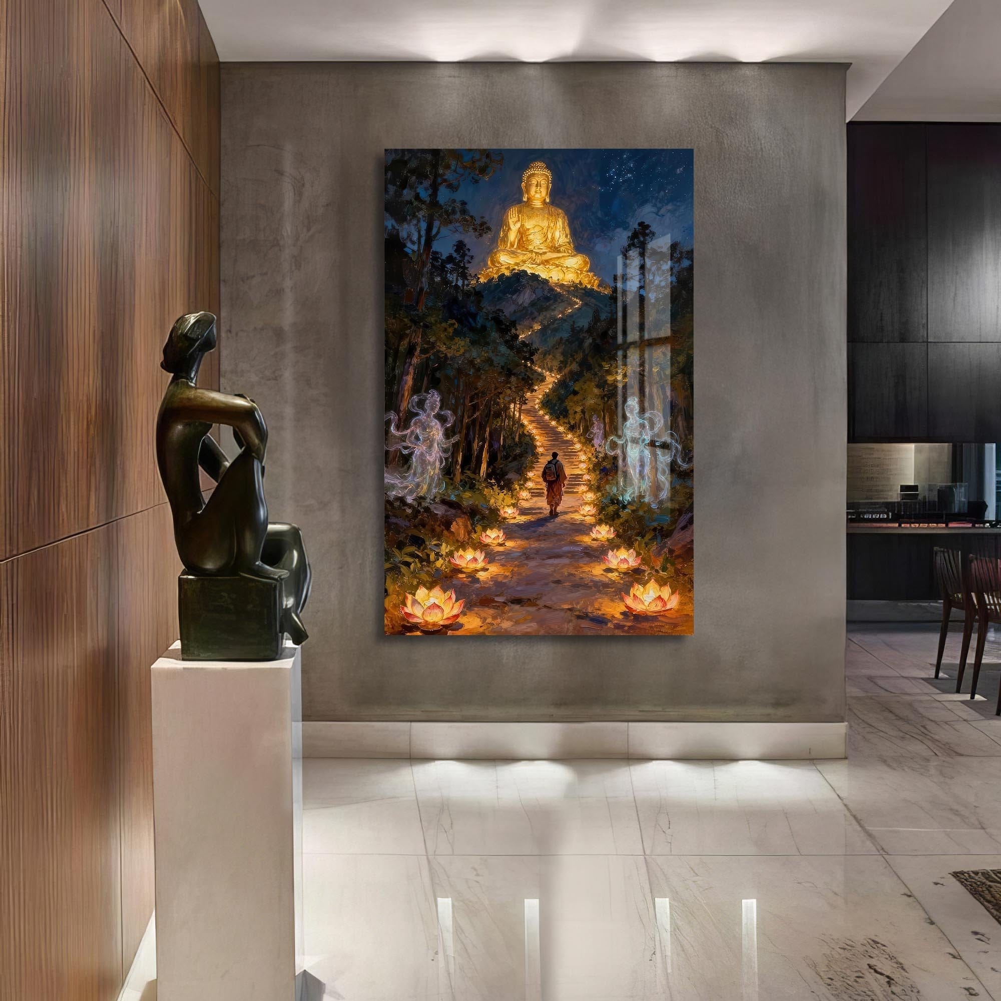 Artronauts Glass Print Light Through Darkness- Buddhism Tempered Glass Wall Art