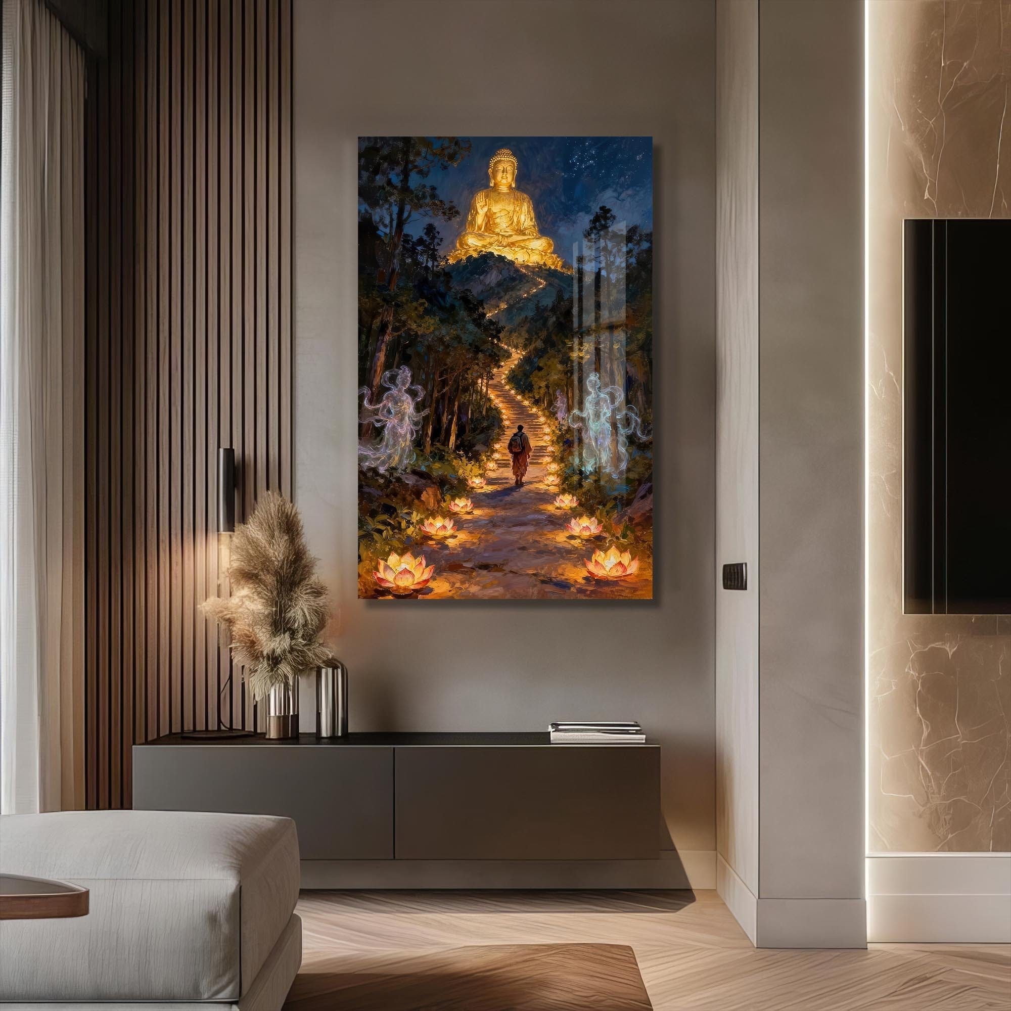 Artronauts Glass Print Light Through Darkness- Buddhism Tempered Glass Wall Art