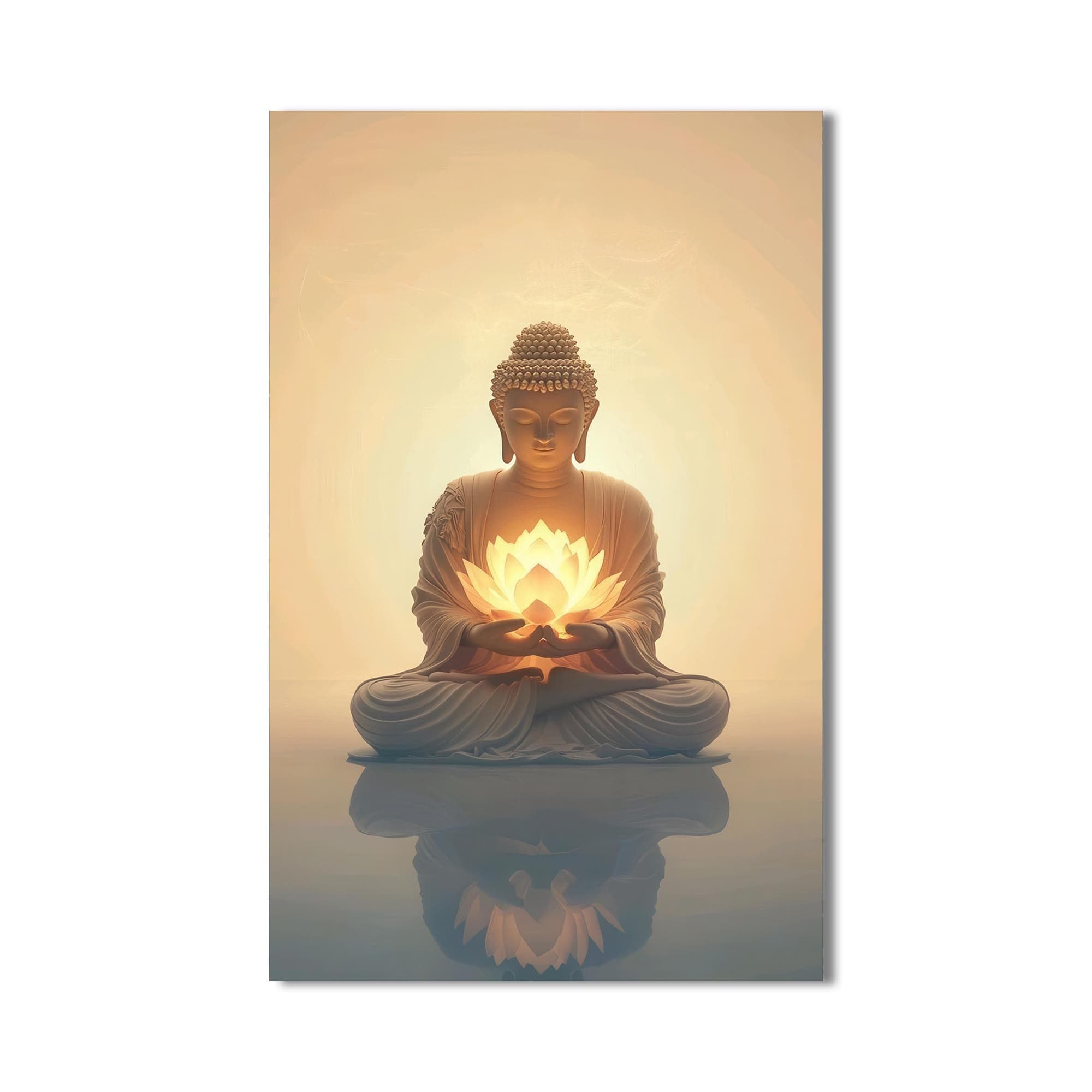 Artronauts Glass Print Golden Lotus Serenity- Buddhism Tempered Glass Wall Art