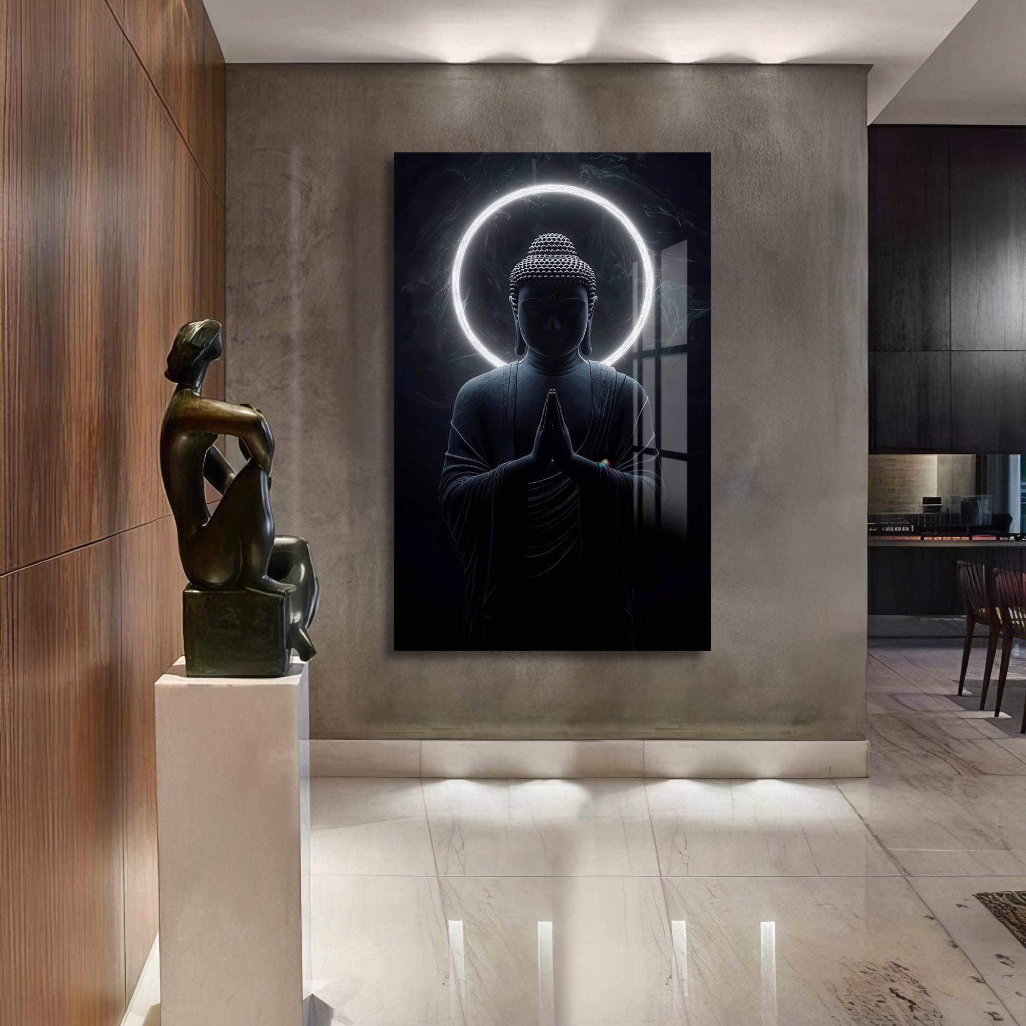 Artronauts Glass Print Silent Halo- Buddhism Tempered Glass Wall Art