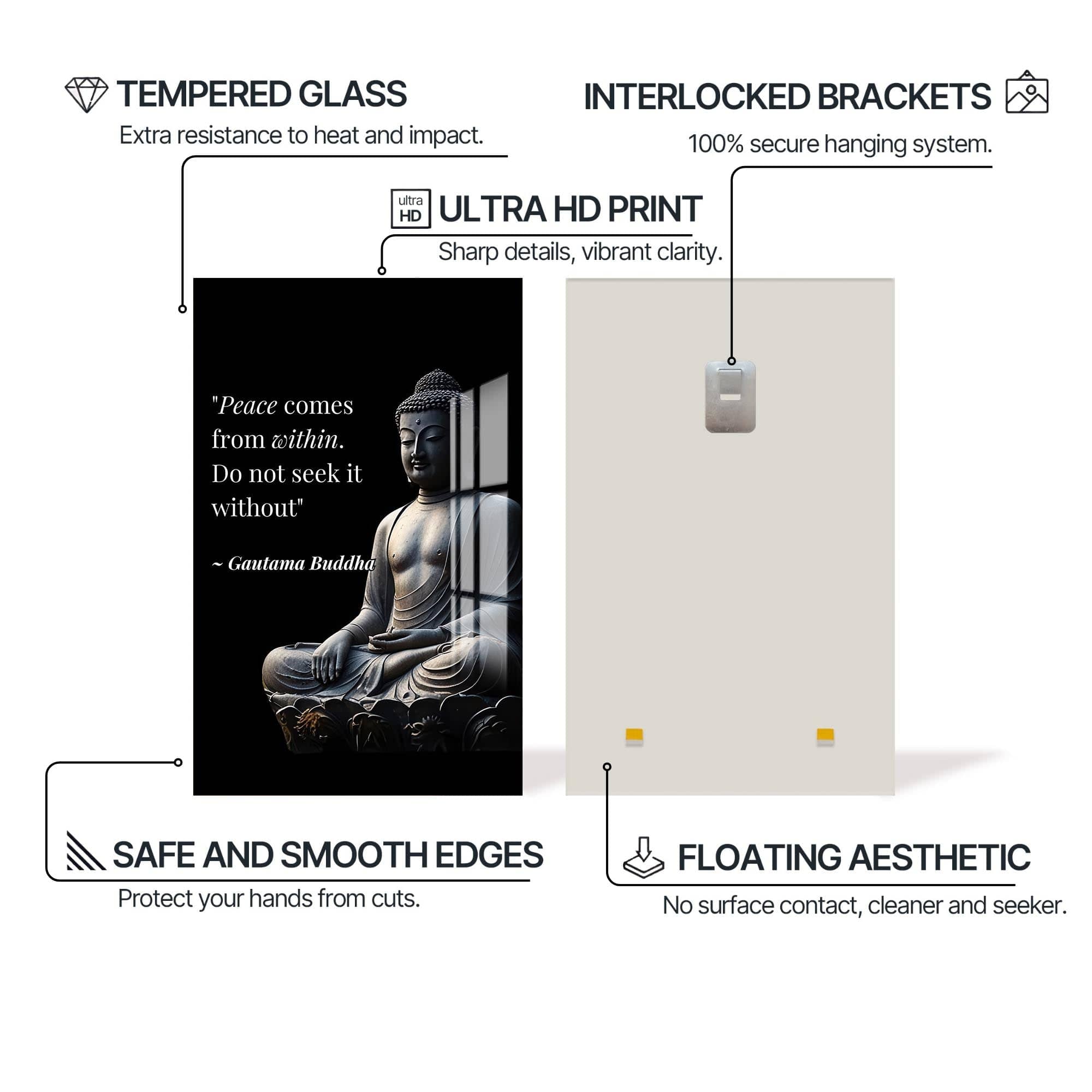 Artronauts Glass Print Inner Peace- Buddhism Tempered Glass Wall Art