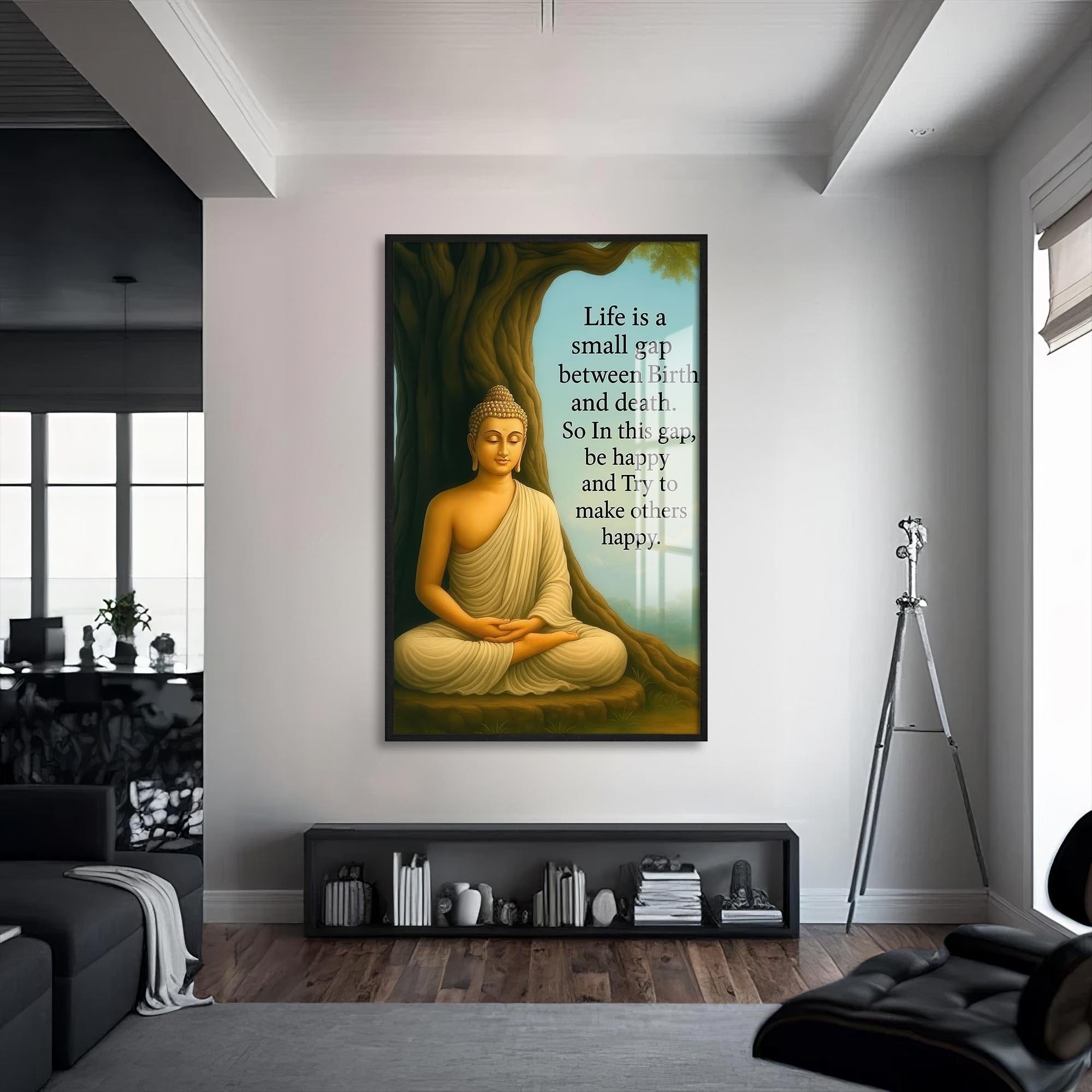 Artronauts Glass Print S | 72x46 cm | 28.3"x18.1" / Black Eternal Lotus- Buddhism Tempered Glass Wall Art