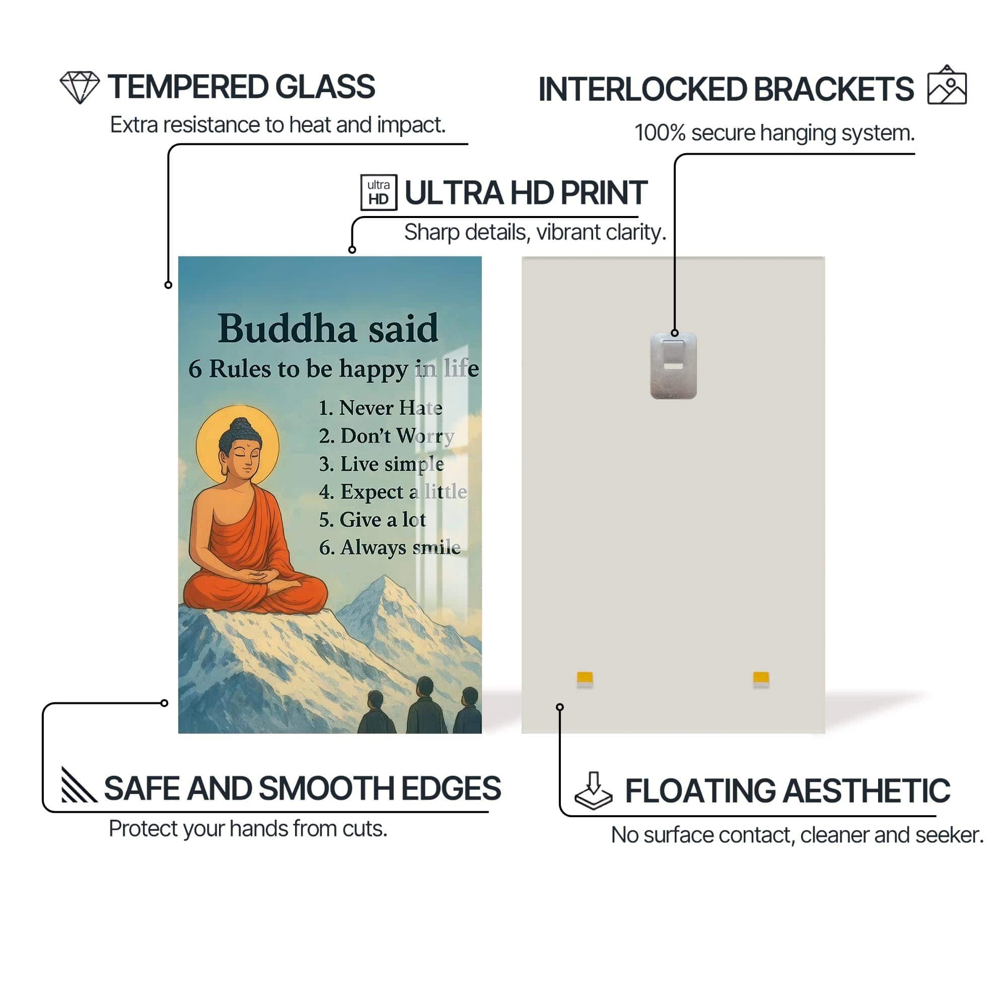 Artronauts Glass Print Awakened Mind- Buddhism Tempered Glass Wall Art