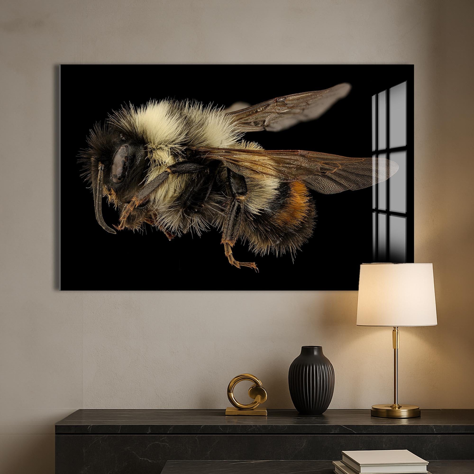 Artronauts Glass Print Fuzzy Bumblebee Macro – Animal Tempered Glass Wall Art