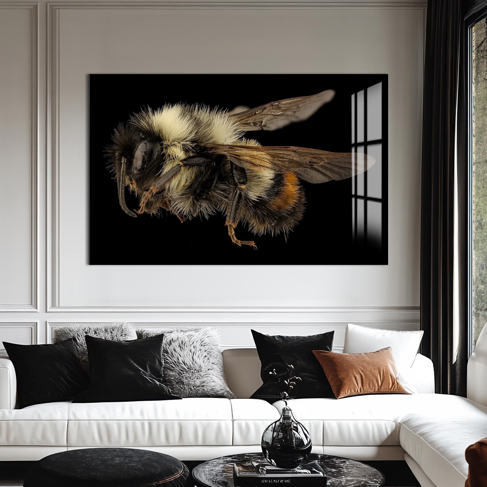 Artronauts Glass Print Fuzzy Bumblebee Macro – Animal Tempered Glass Wall Art