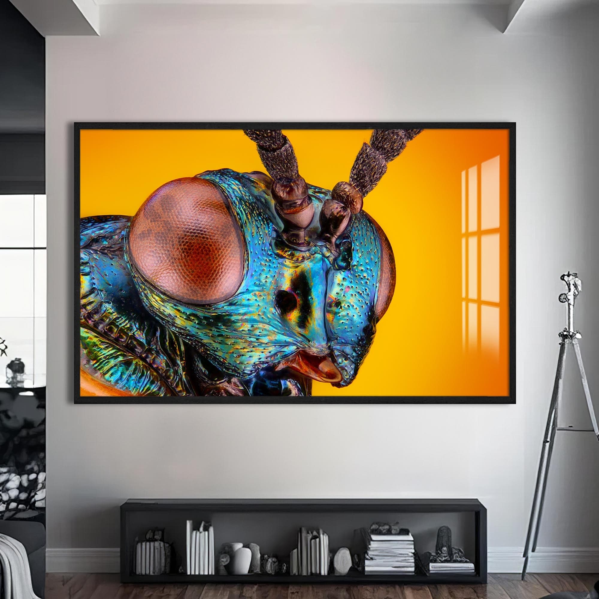 Artronauts Glass Print S | 72x46 cm | 28.3"x18.1" / Black Metallic Beetle Spectrum – Animal Tempered Glass Wall Art