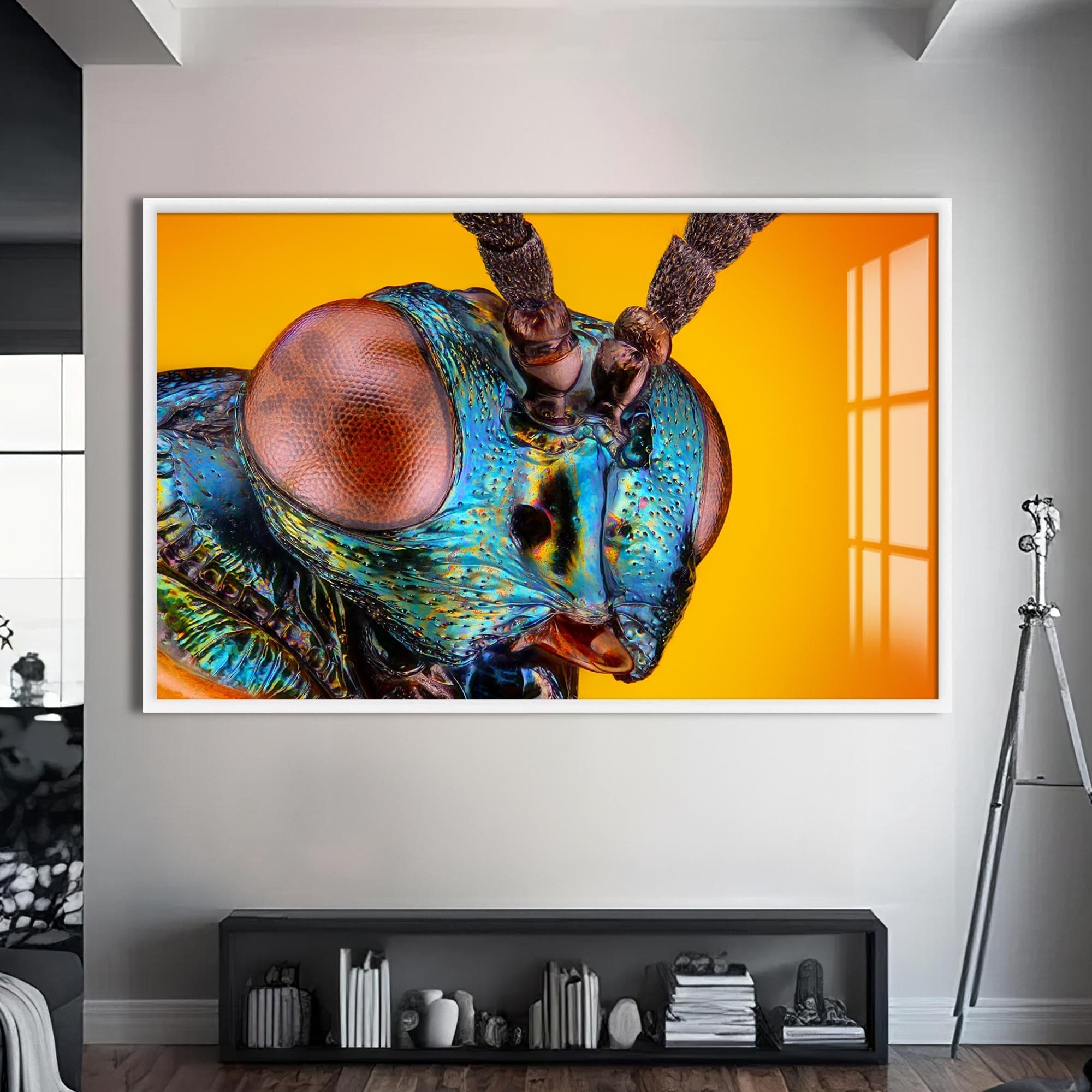 Artronauts Glass Print S | 72x46 cm | 28.3"x18.1" / White Metallic Beetle Spectrum – Animal Tempered Glass Wall Art