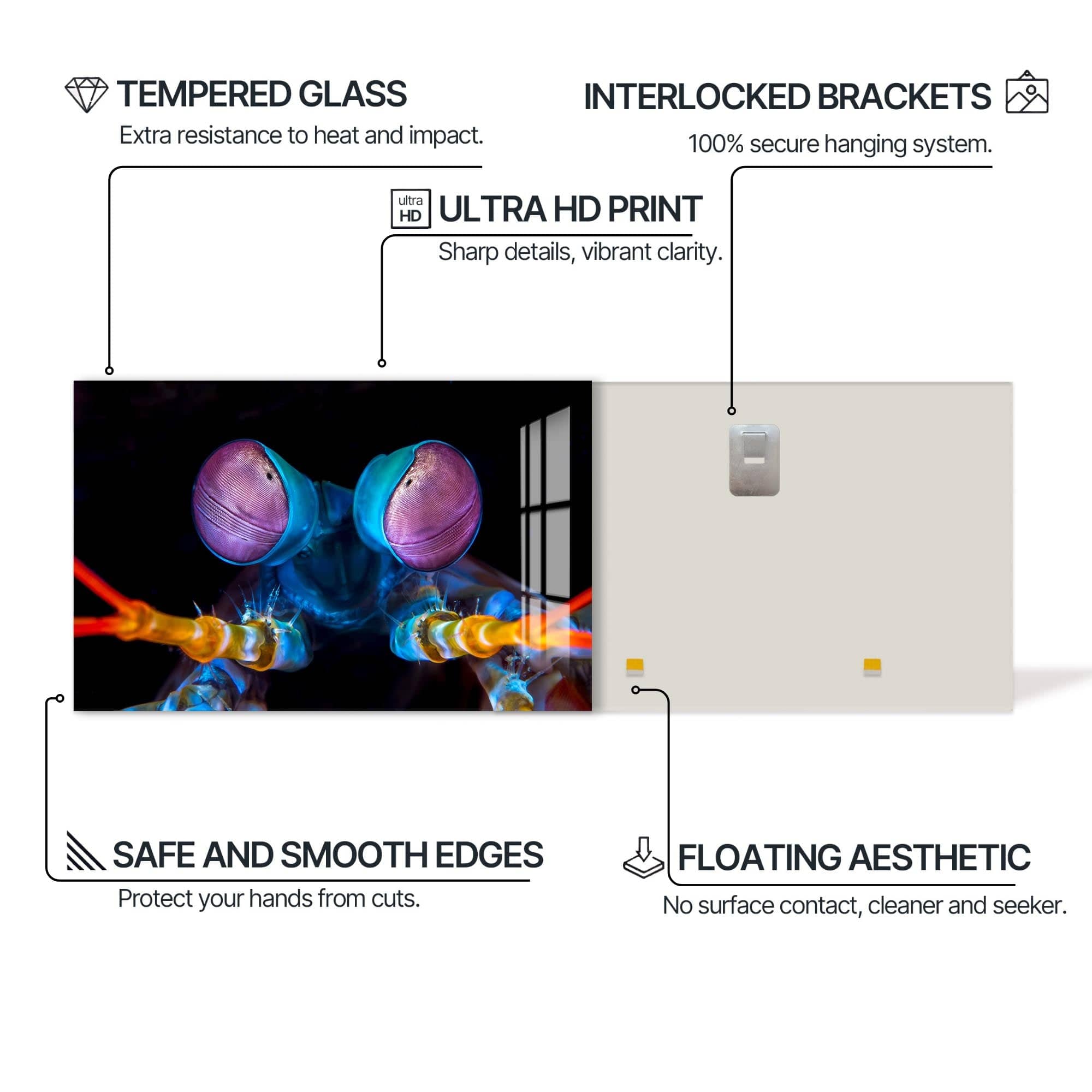 Artronauts Glass Print Neon Mantis Strike – Animal Tempered Glass Wall Art