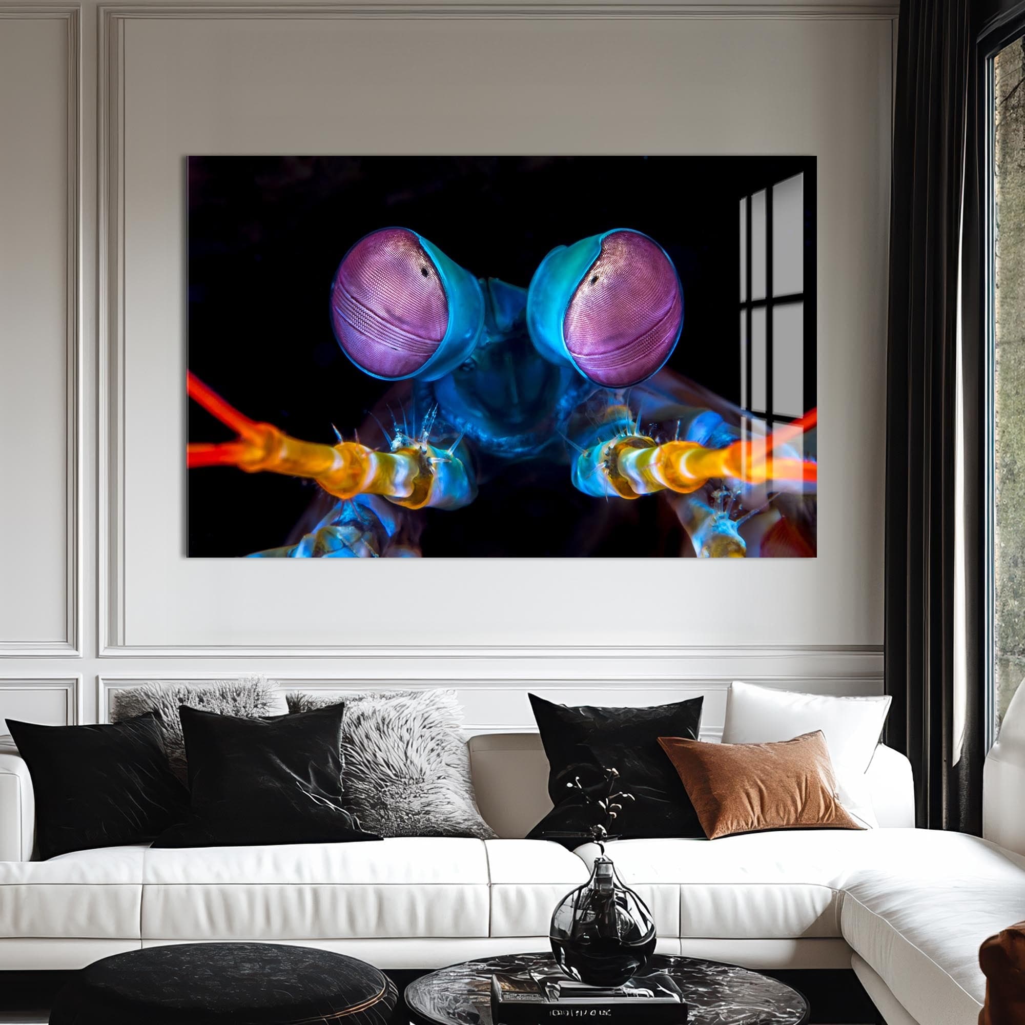 Artronauts Glass Print Neon Mantis Strike – Animal Tempered Glass Wall Art