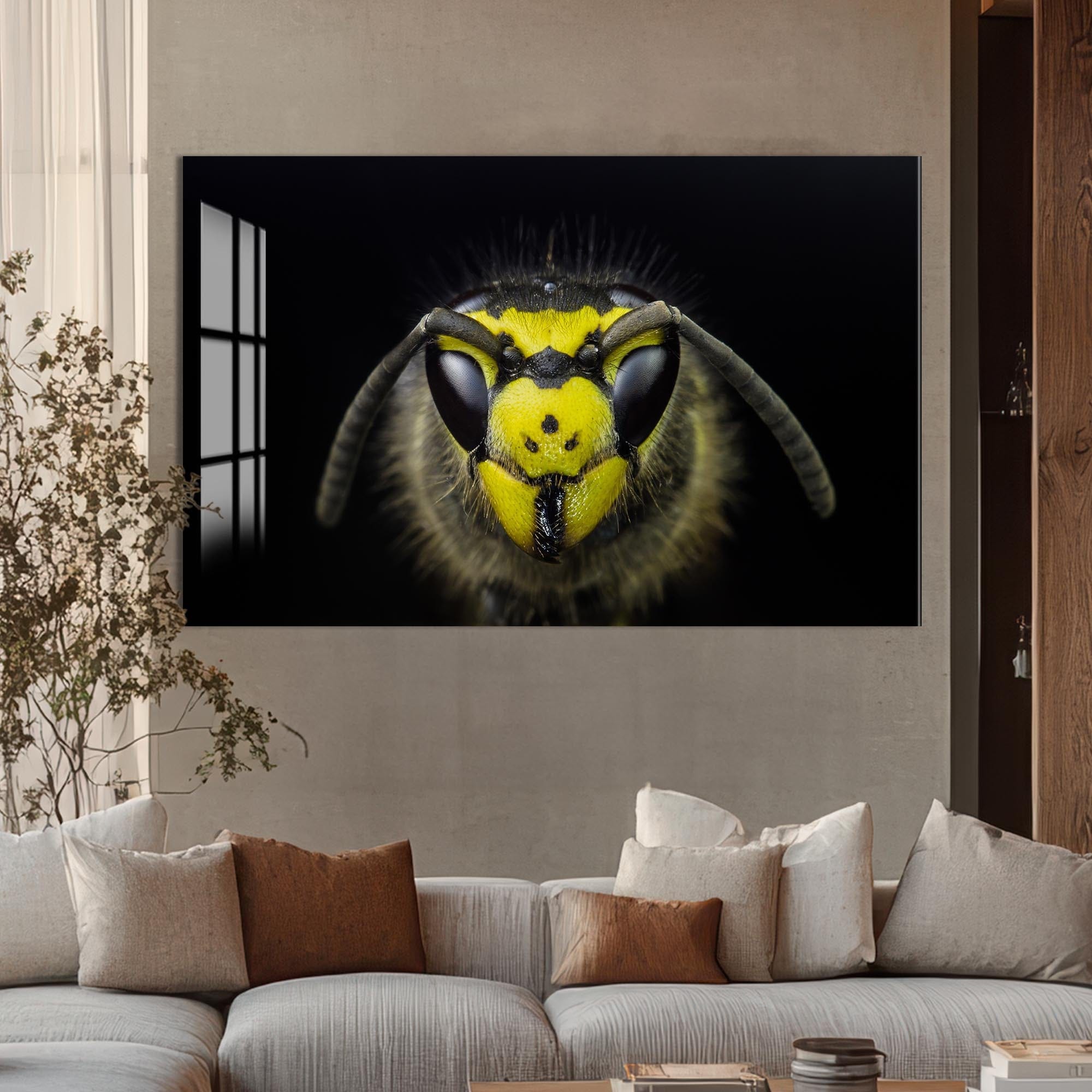 Artronauts Glass Print Yellow Wasp Close-Up – Animal Tempered Glass Wall Art