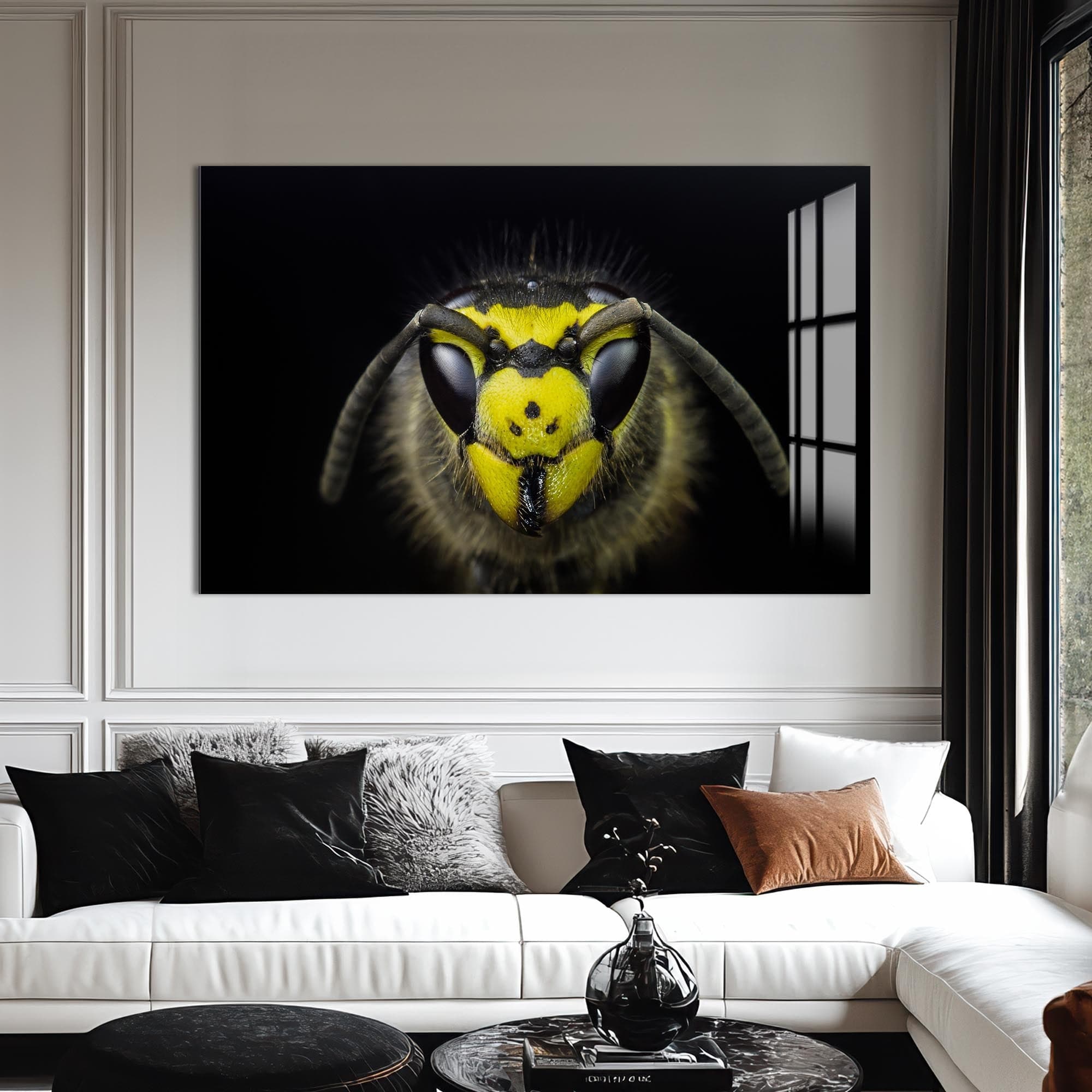 Artronauts Glass Print Yellow Wasp Close-Up – Animal Tempered Glass Wall Art