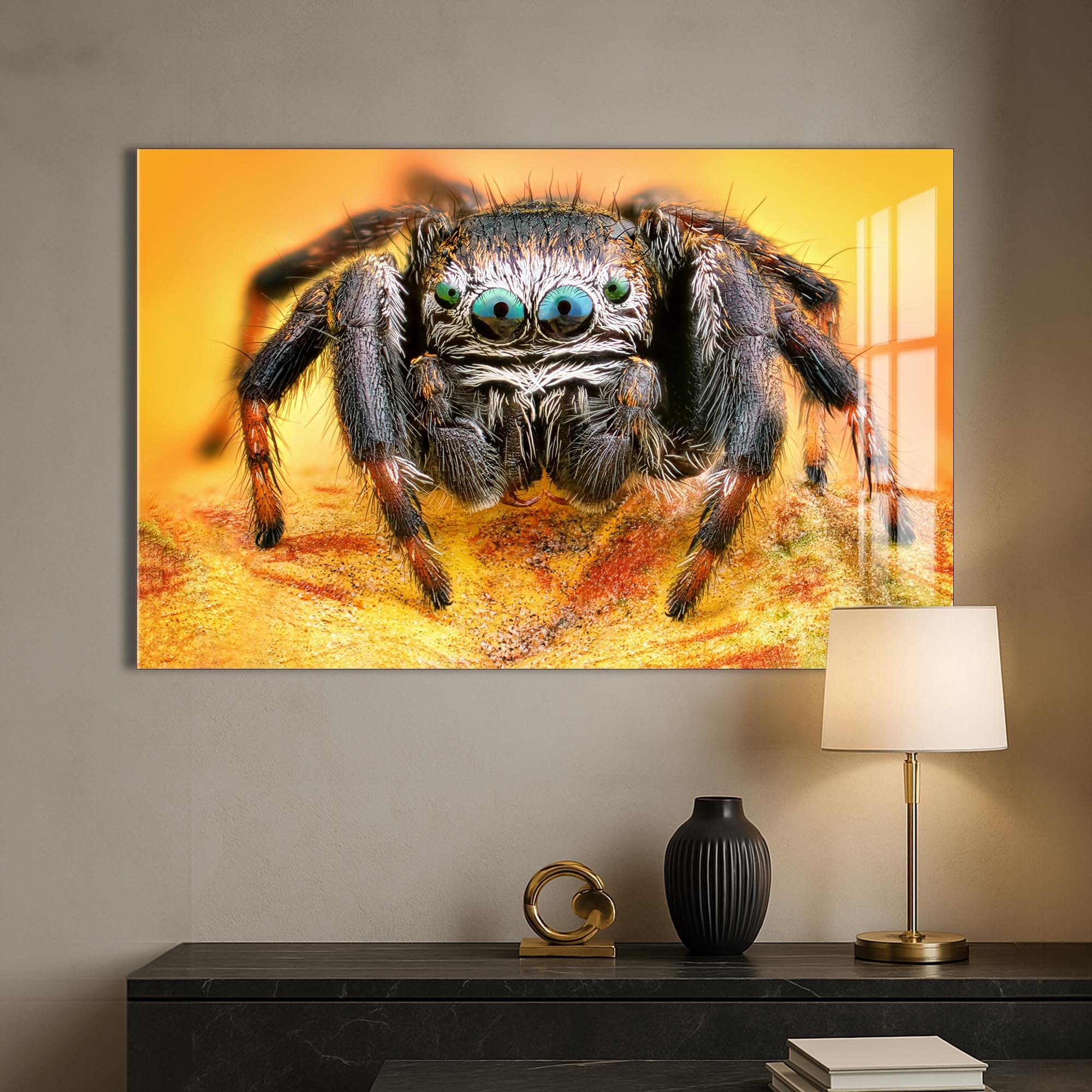 Artronauts Glass Print Vibrant Jumping Spider – Animal Tempered Glass Wall Art