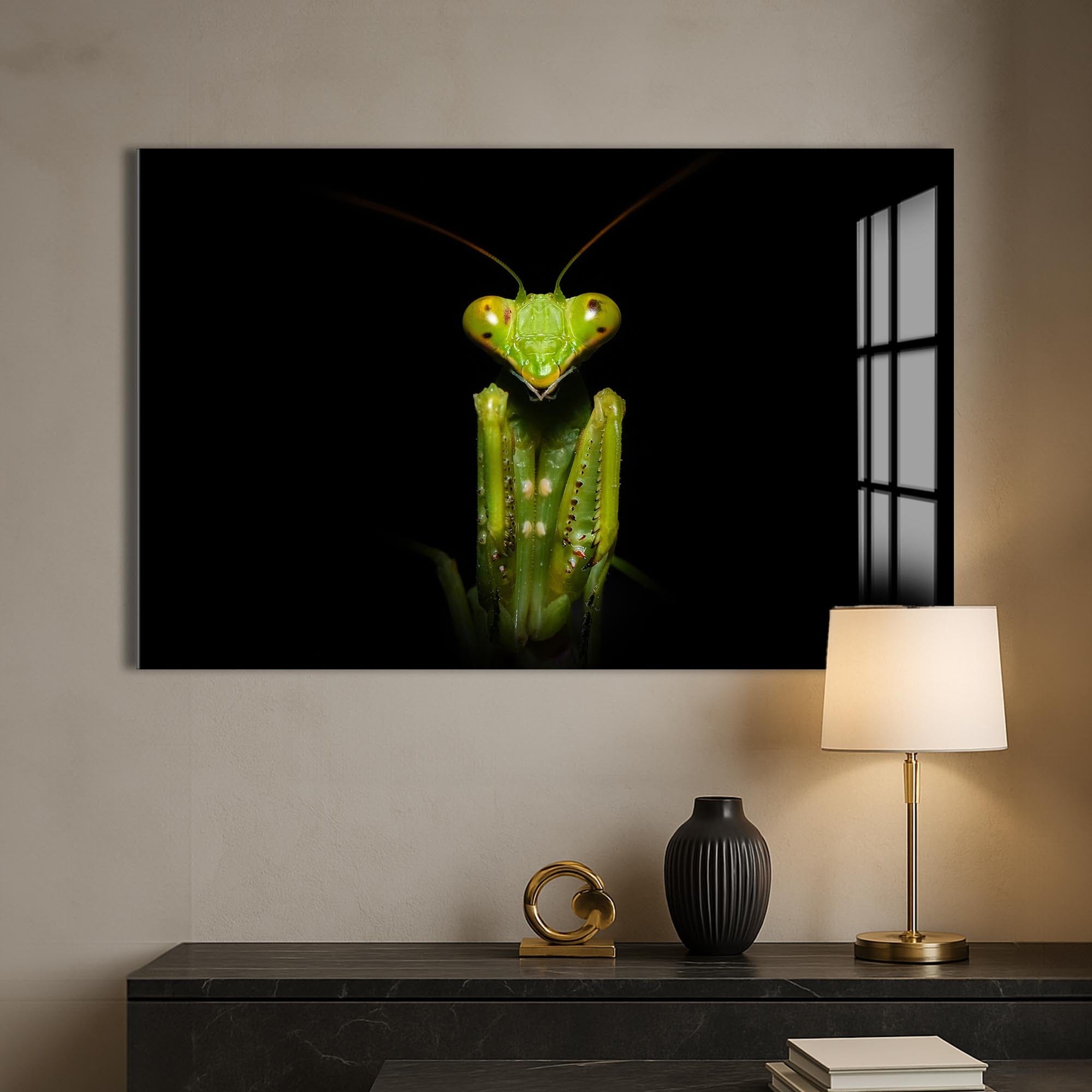 Artronauts Glass Print Green Mantis Portrait – Animal Tempered Glass Wall Art