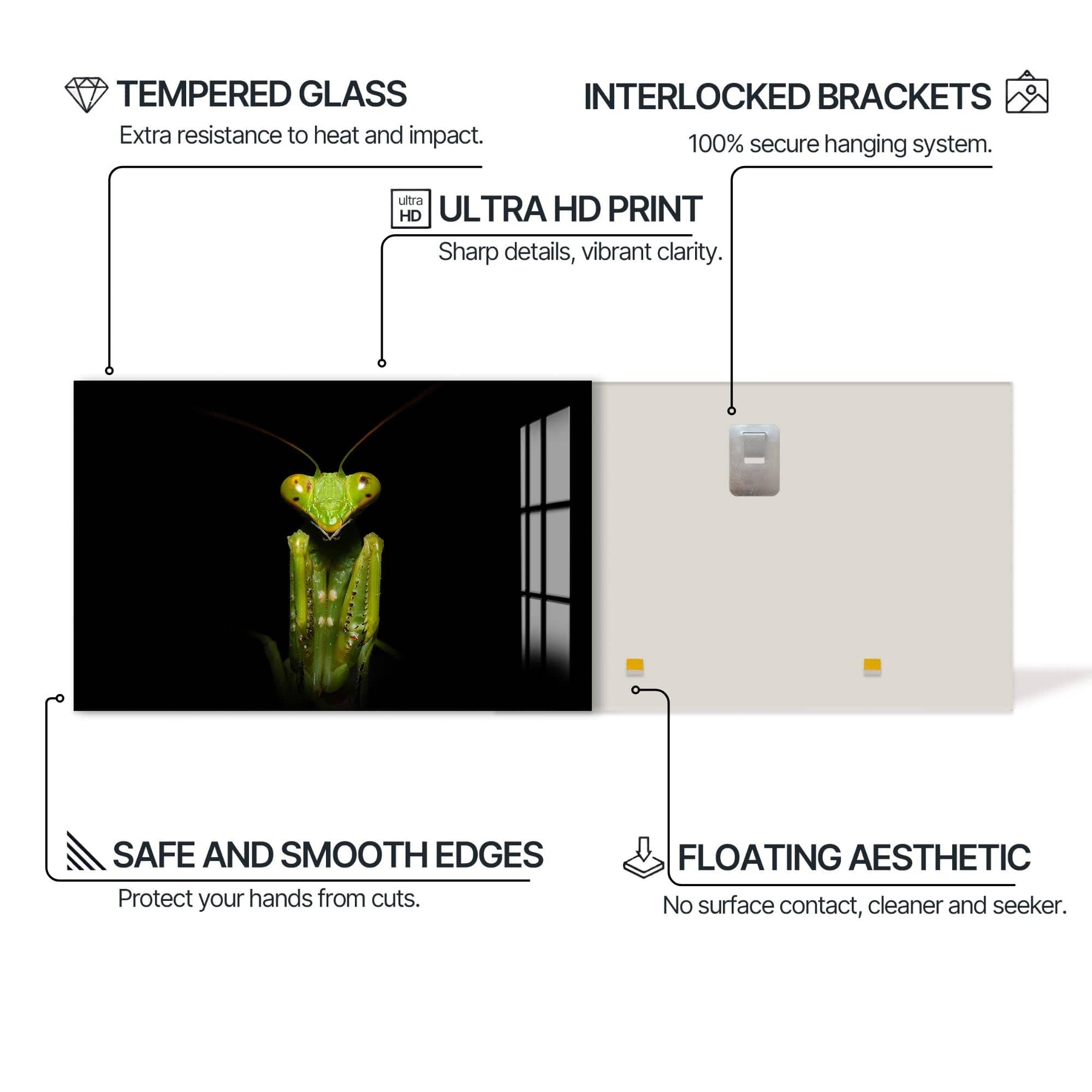 Artronauts Glass Print Green Mantis Portrait – Animal Tempered Glass Wall Art