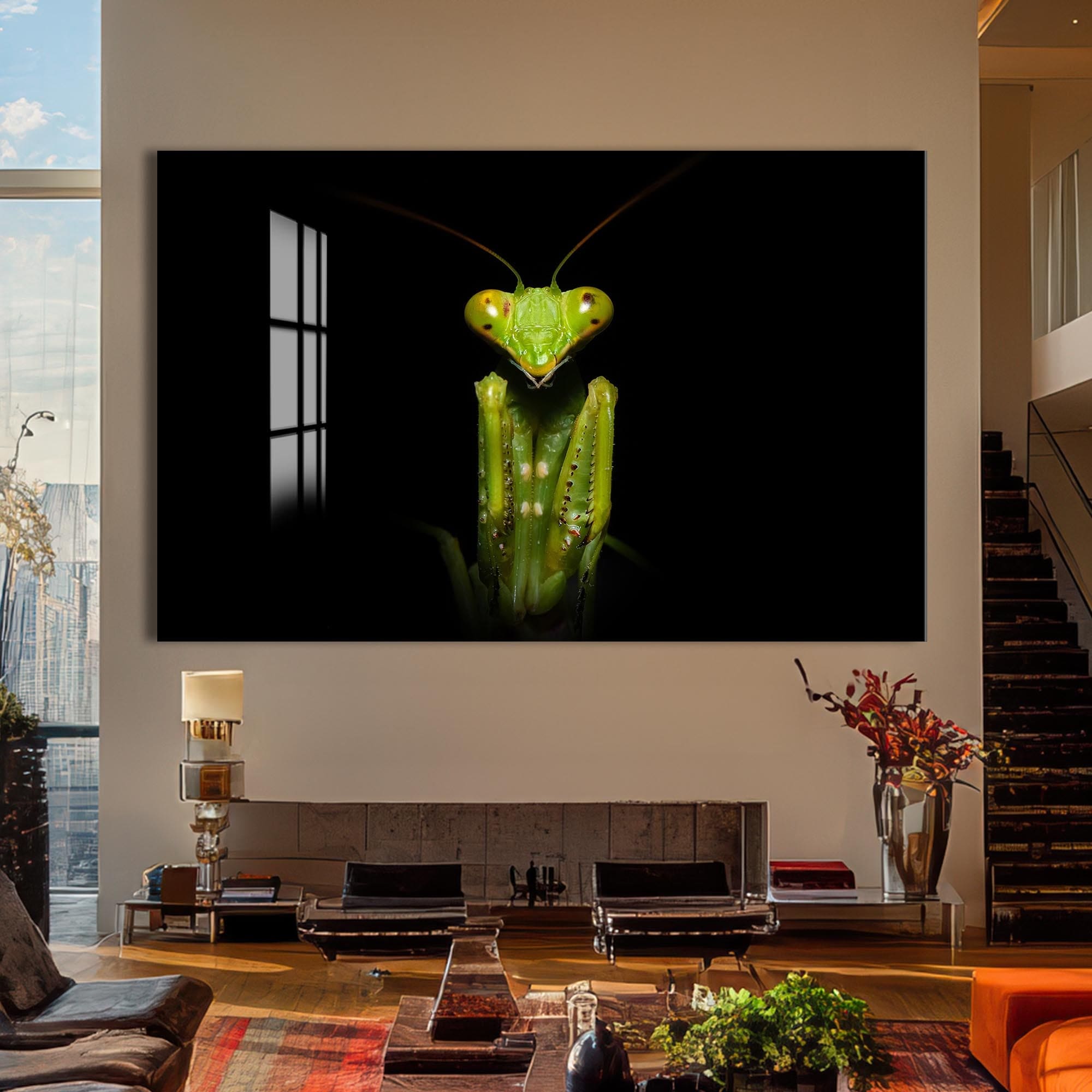 Artronauts Glass Print Green Mantis Portrait – Animal Tempered Glass Wall Art