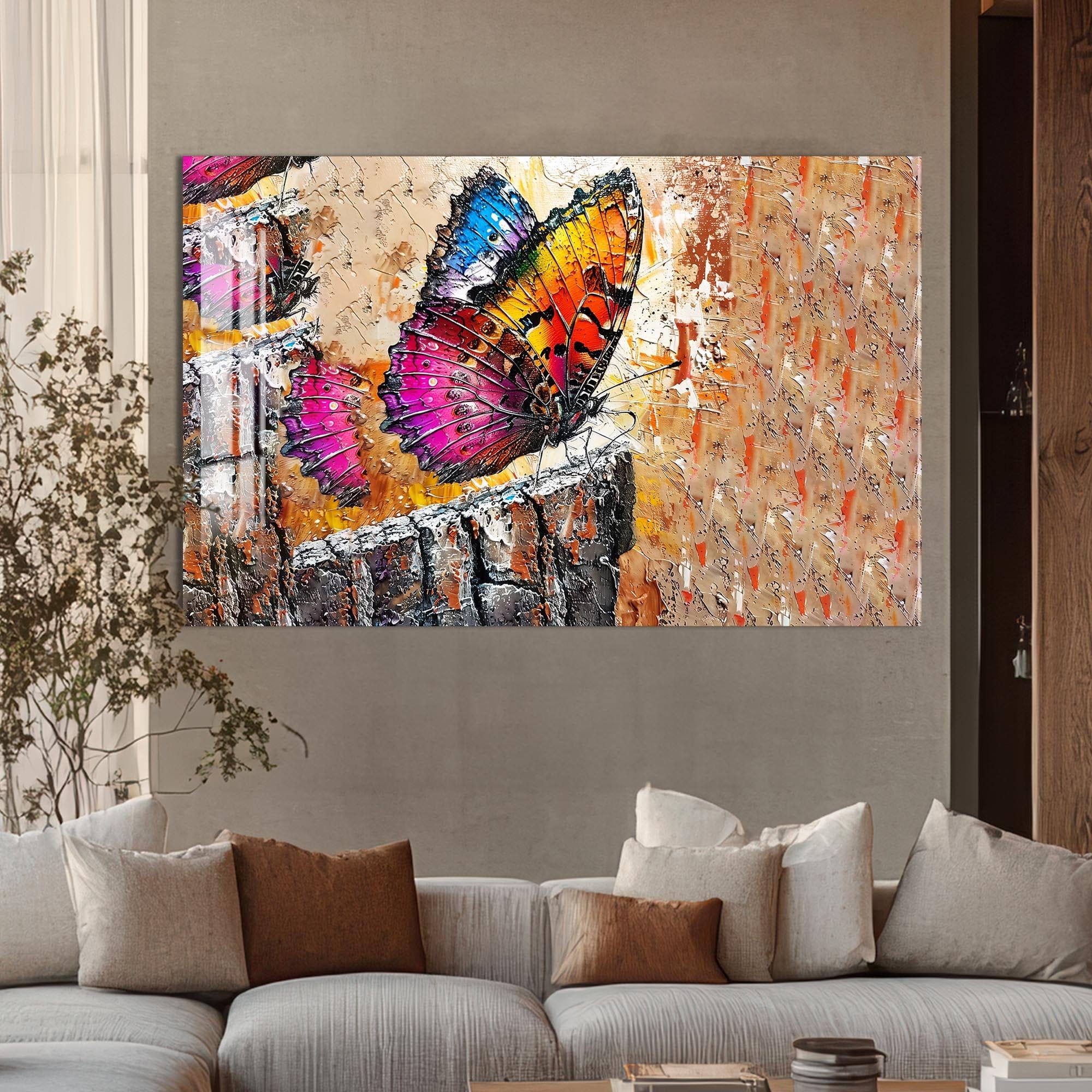 Artronauts Glass Print Vibrant Barkland Butterfly – Animal Tempered Glass Wall Art