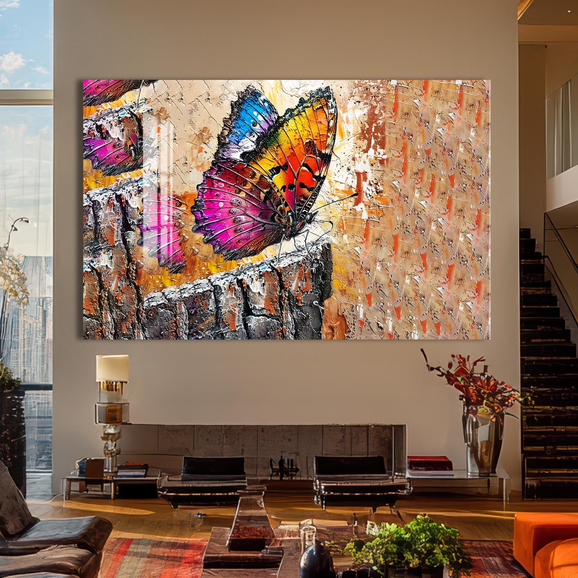 Artronauts Glass Print Vibrant Barkland Butterfly – Animal Tempered Glass Wall Art