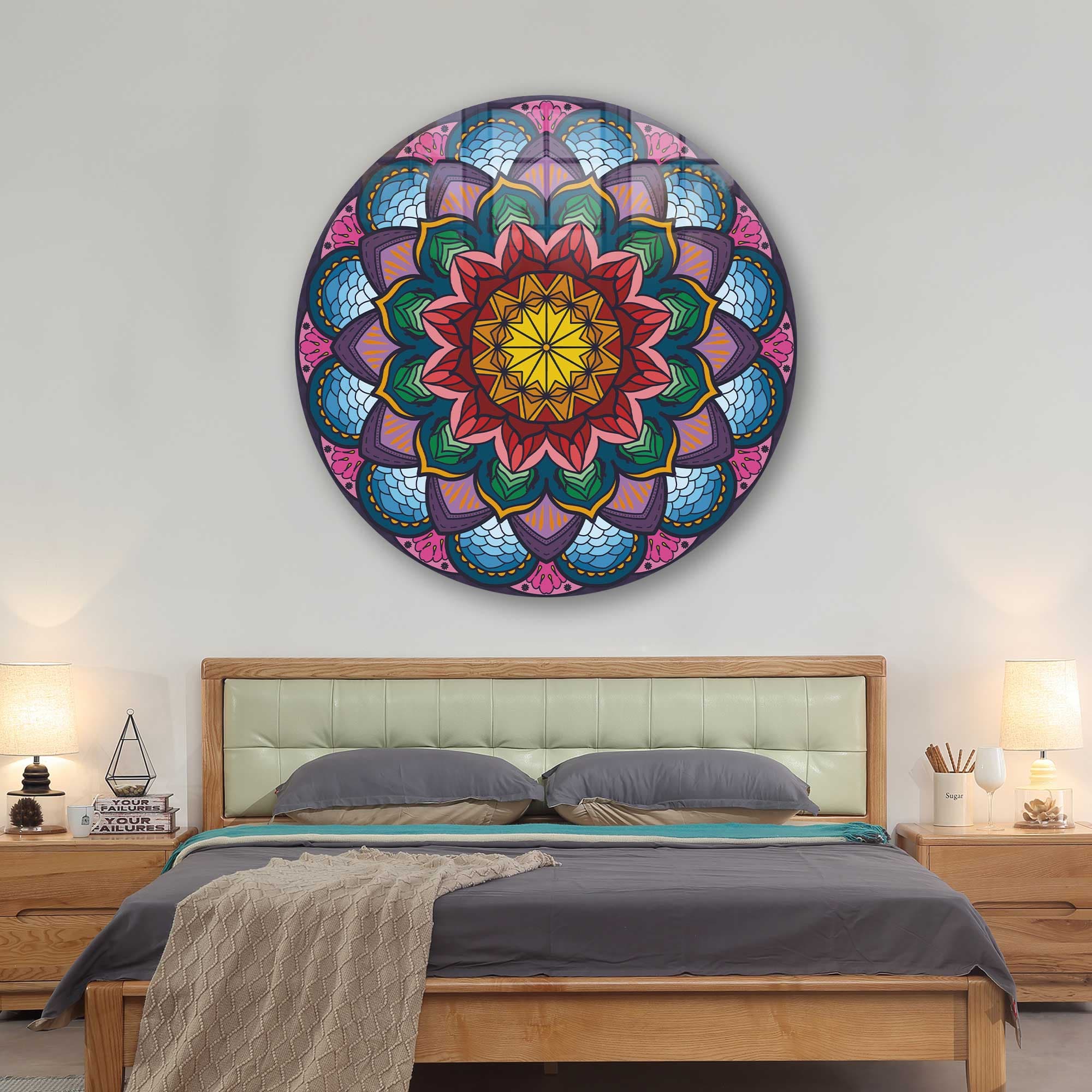 Artronauts Glass Print Mandala Design - Rounded Glass Wall Art
