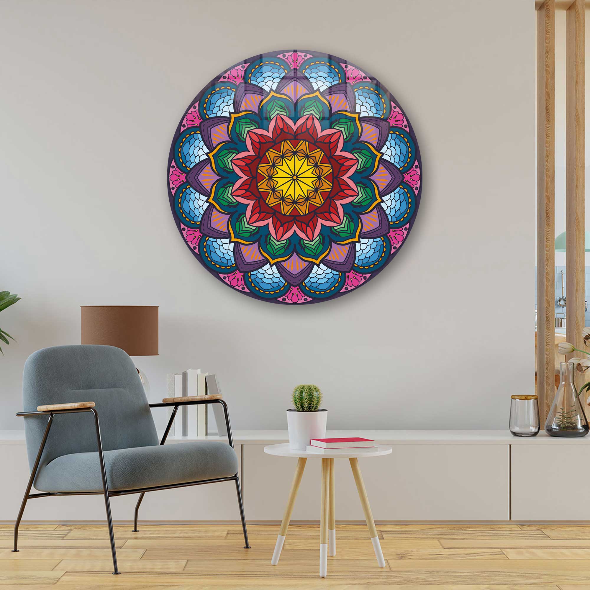 Artronauts Glass Print Mandala Design - Rounded Glass Wall Art
