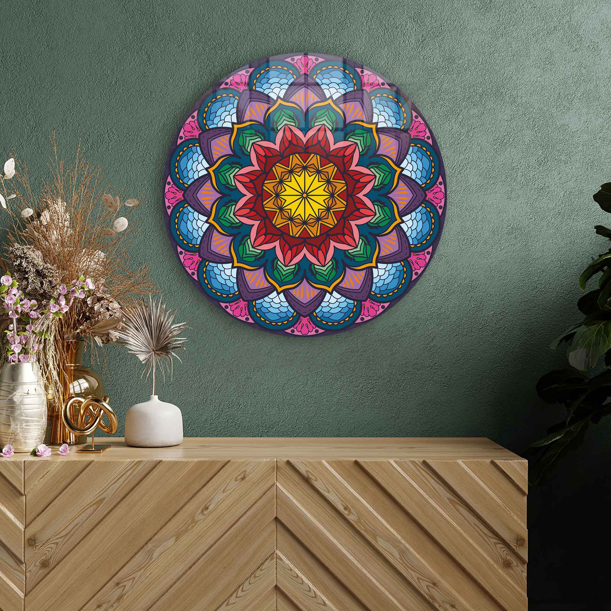 Artronauts Glass Print Mandala Design - Rounded Glass Wall Art