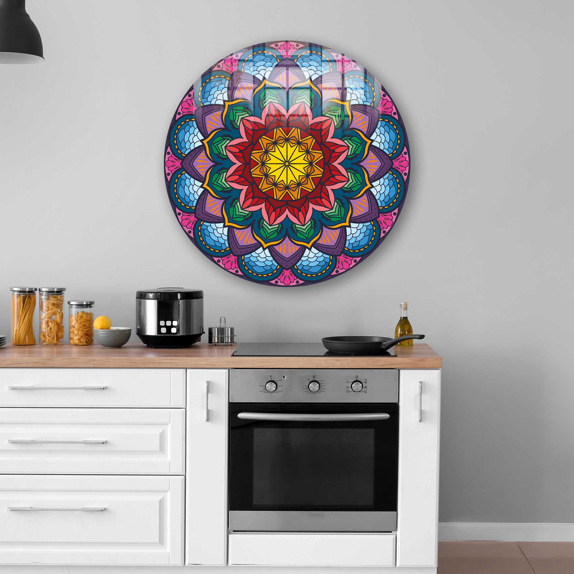 Artronauts Glass Print Mandala Design - Rounded Glass Wall Art