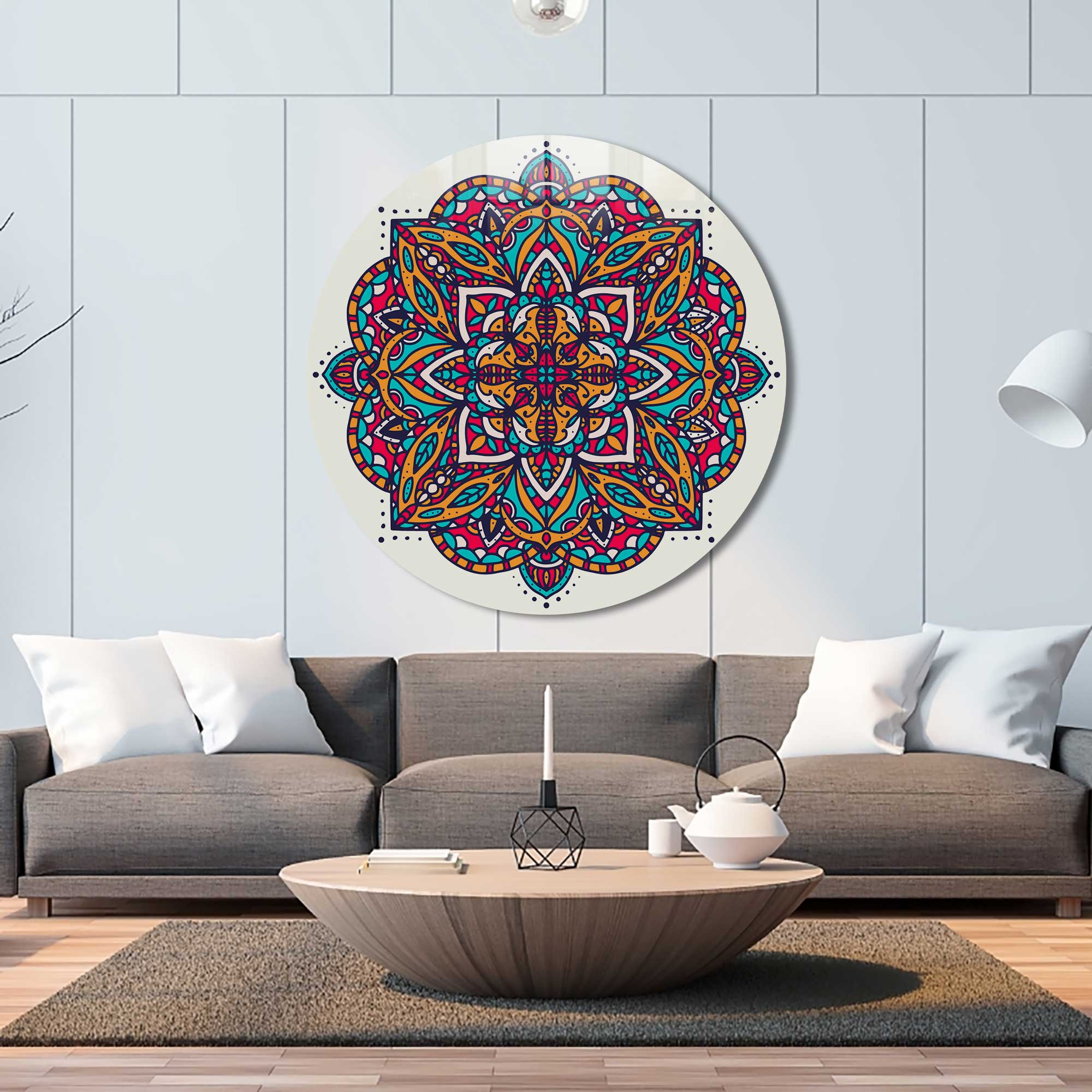 Artronauts Glass Print Mandala Design II - Rounded Glass Wall Art