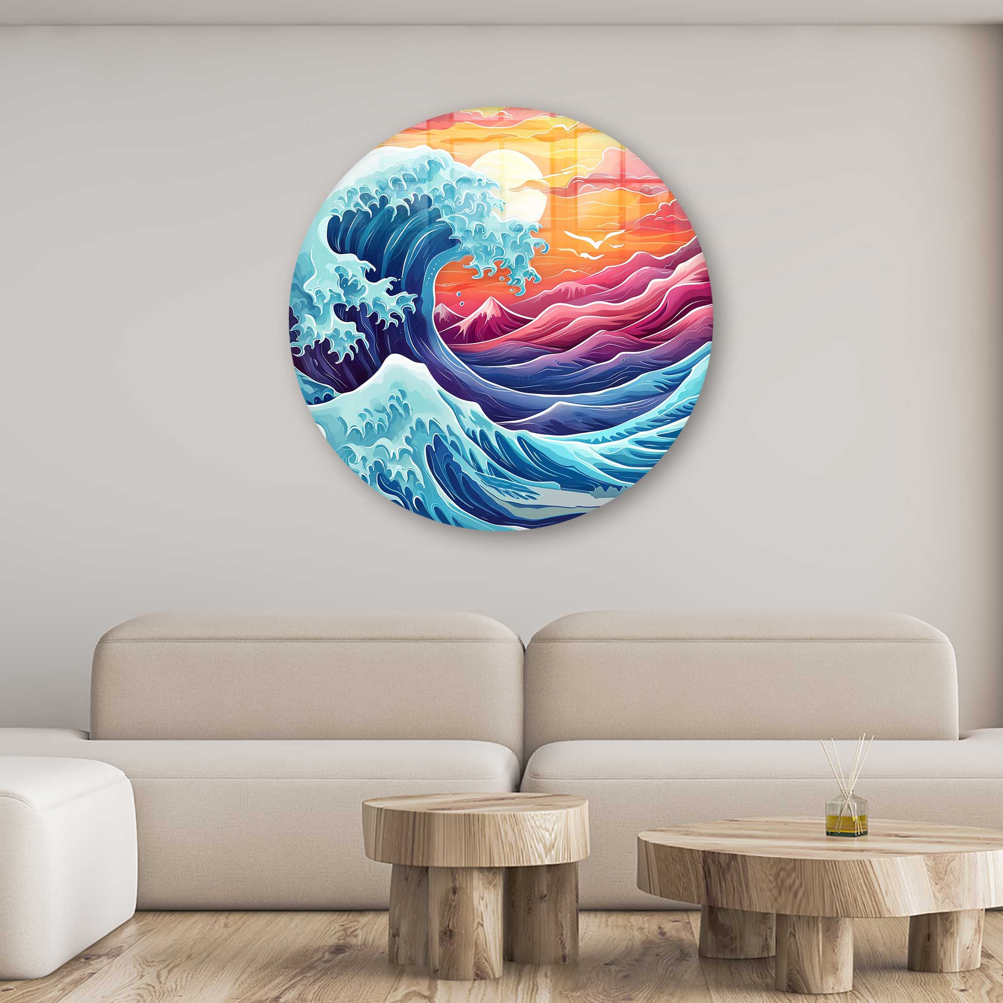 Artronauts Glass Print Great Wave - Rounded Glass Wall Art