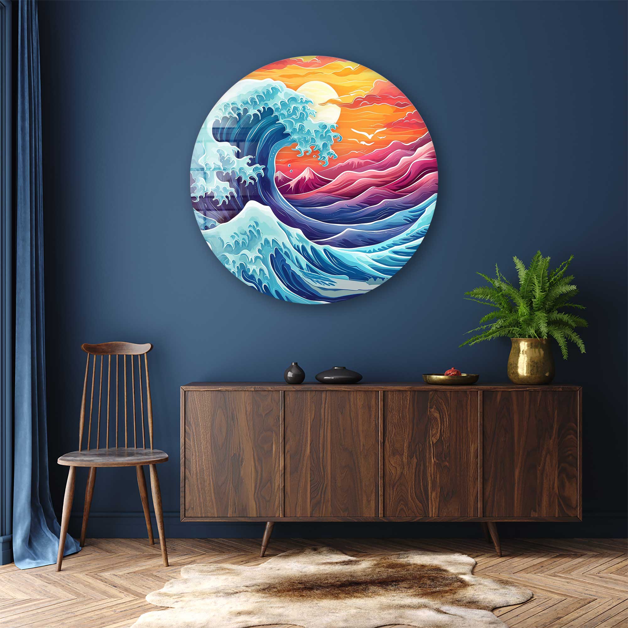 Artronauts Glass Print Great Wave - Rounded Glass Wall Art