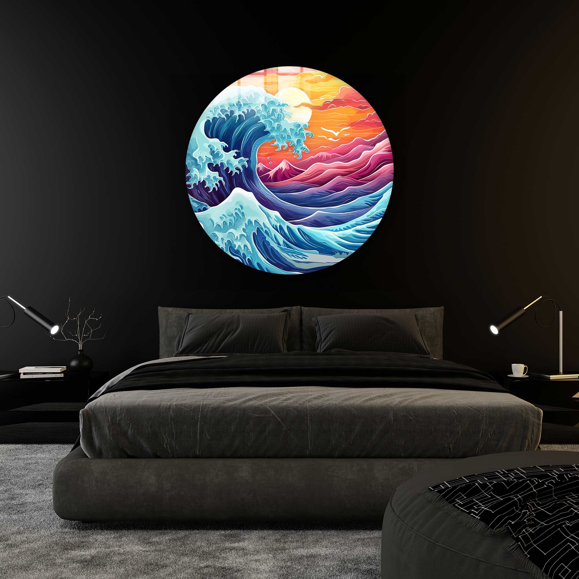 Artronauts Glass Print Great Wave - Rounded Glass Wall Art