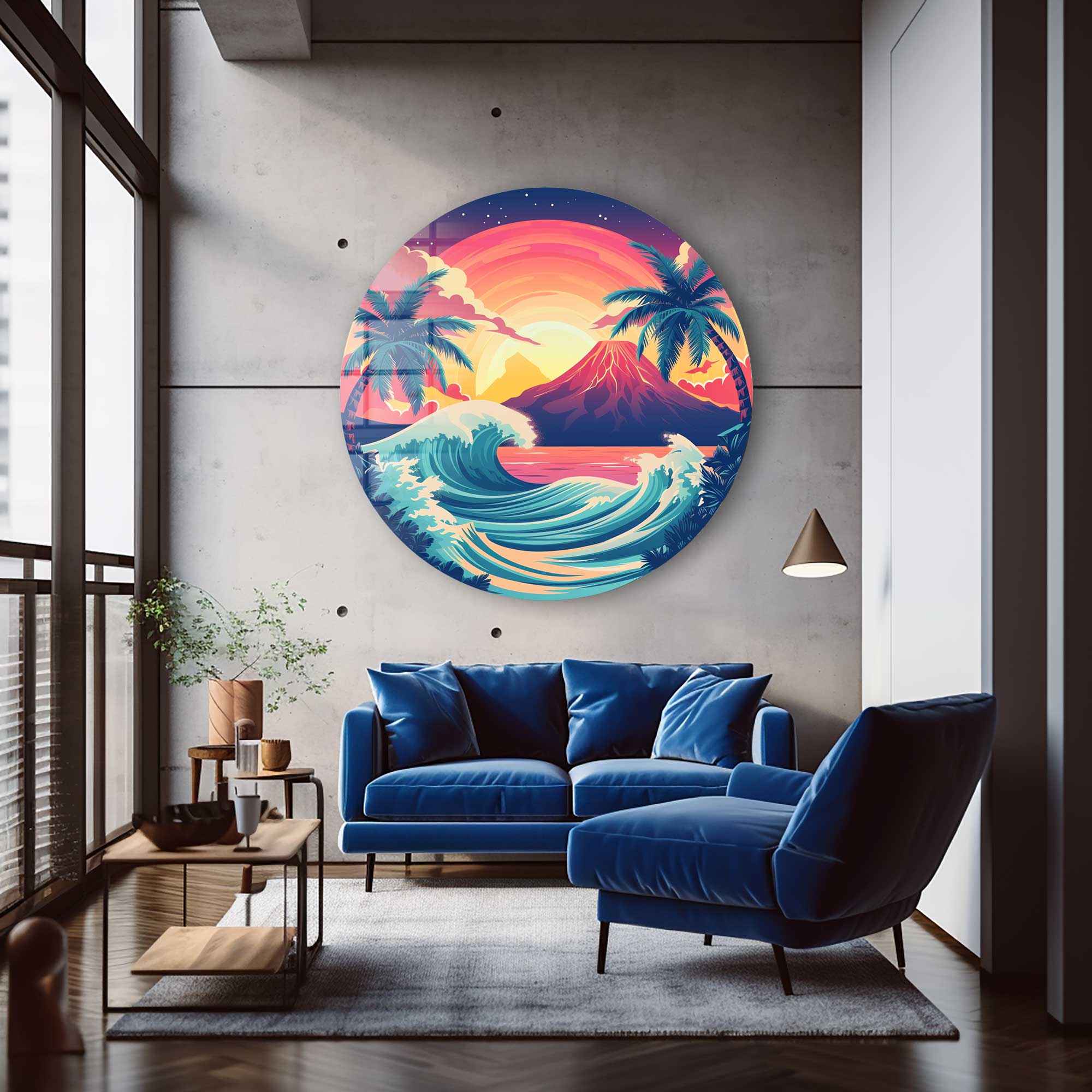 Artronauts Glass Print Perfect Sunset - Rounded Glass Wall Art