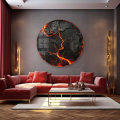 Lava - Round Glass Wall Art